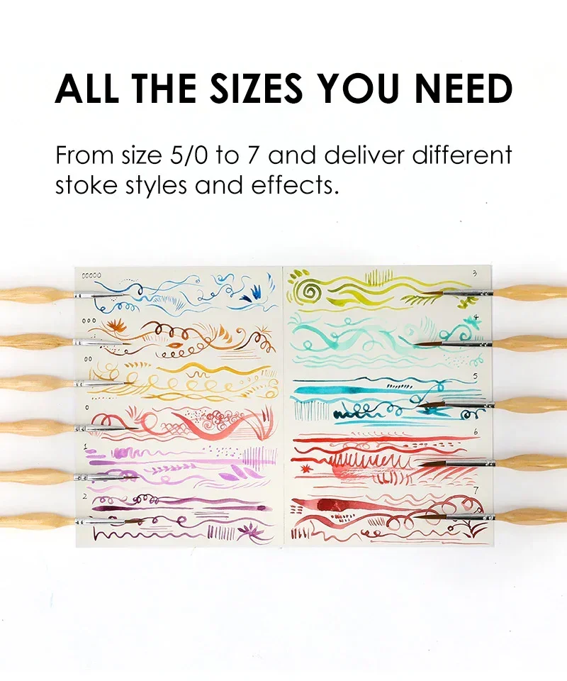 11 Pcs Miniature Detail Paint Brush Set With Natural Wood Handle - Image 7