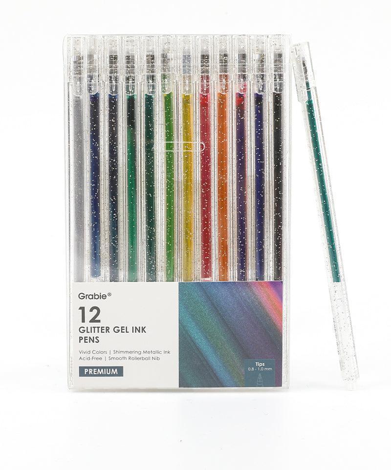 Capped Iridescent Glitter Gel Ink Pen Set Of 12 - Image 10