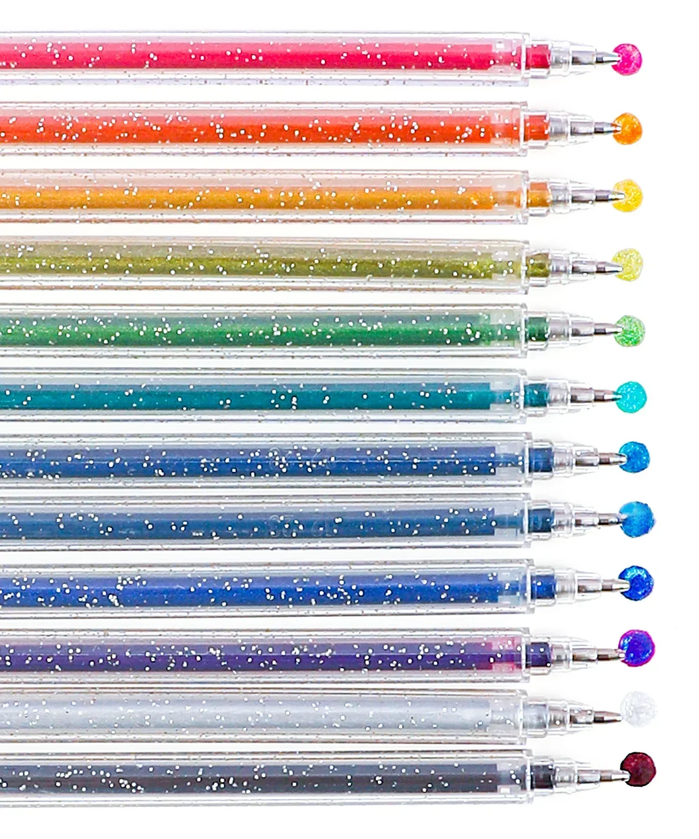 Capped Iridescent Glitter Gel Ink Pen Set Of 12 - Image 3