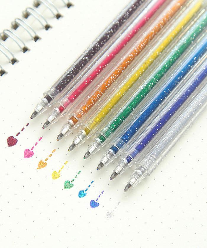 Capped Iridescent Glitter Gel Ink Pen Set Of 12 - Image 4