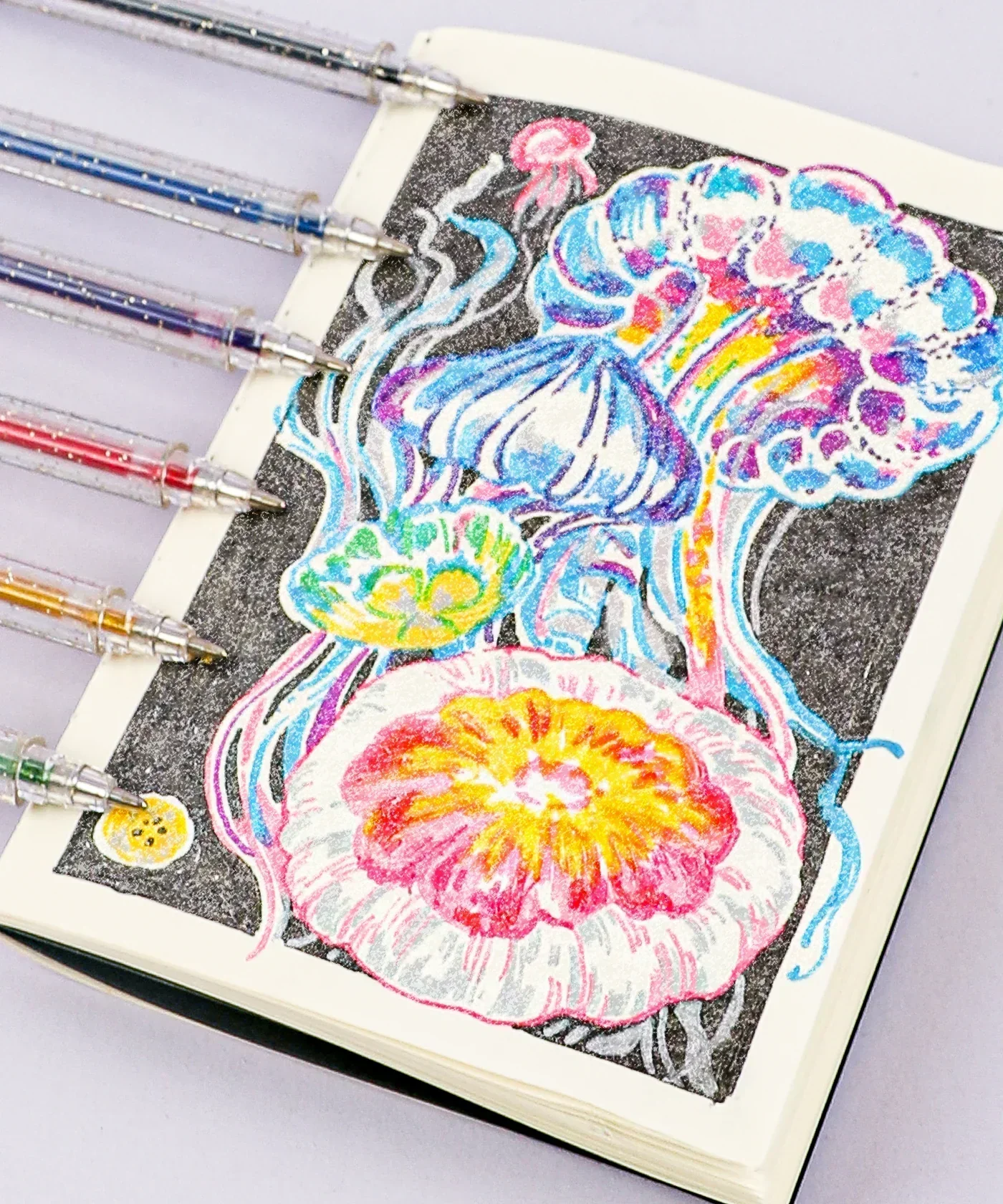 Capped Iridescent Glitter Gel Ink Pen Set Of 12 - Image 8