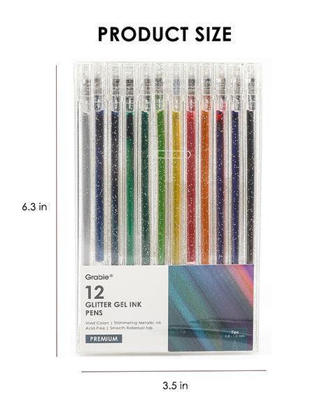 Capped Iridescent Glitter Gel Ink Pen Set Of 12 - Image 9