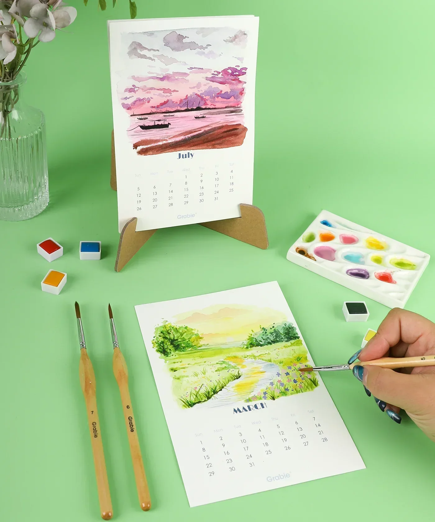 12-Month Watercolor Calendar Set For 2026 - Image 3