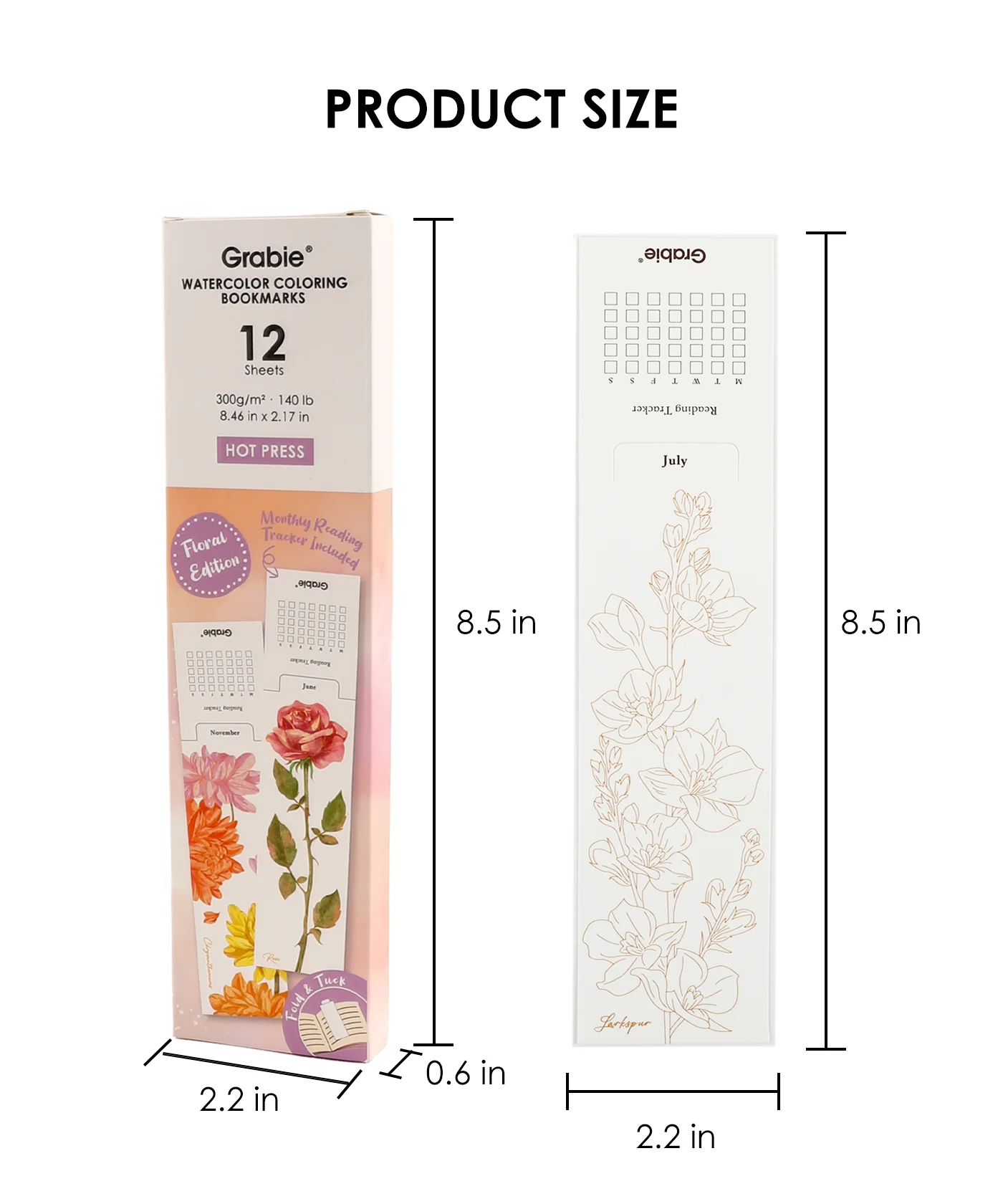 12 Sheets 140lb Watercolor Coloring Bookmarks - Flower Edition - Image 8