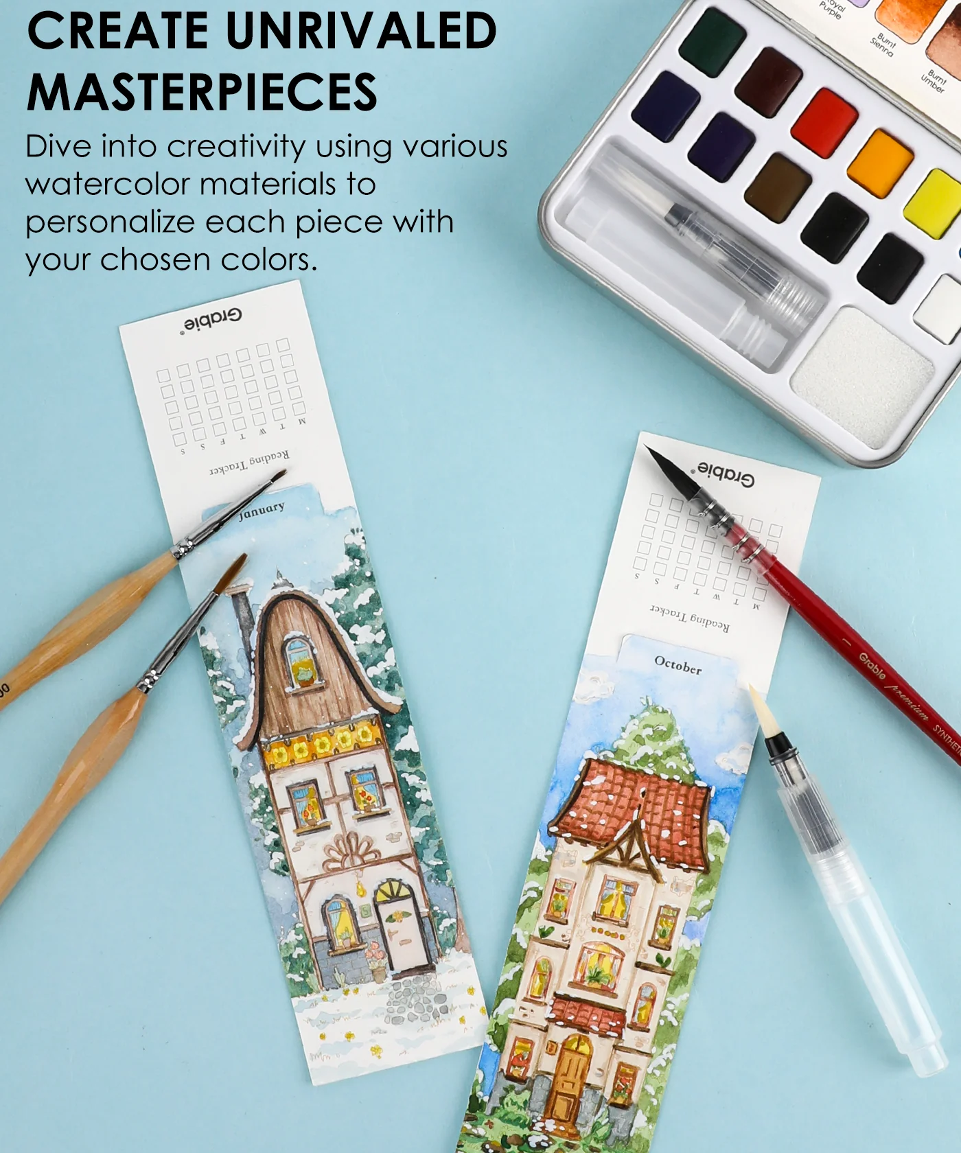12 Sheets 140lb Watercolor Coloring Bookmarks - Townhouse Edition - Image 4