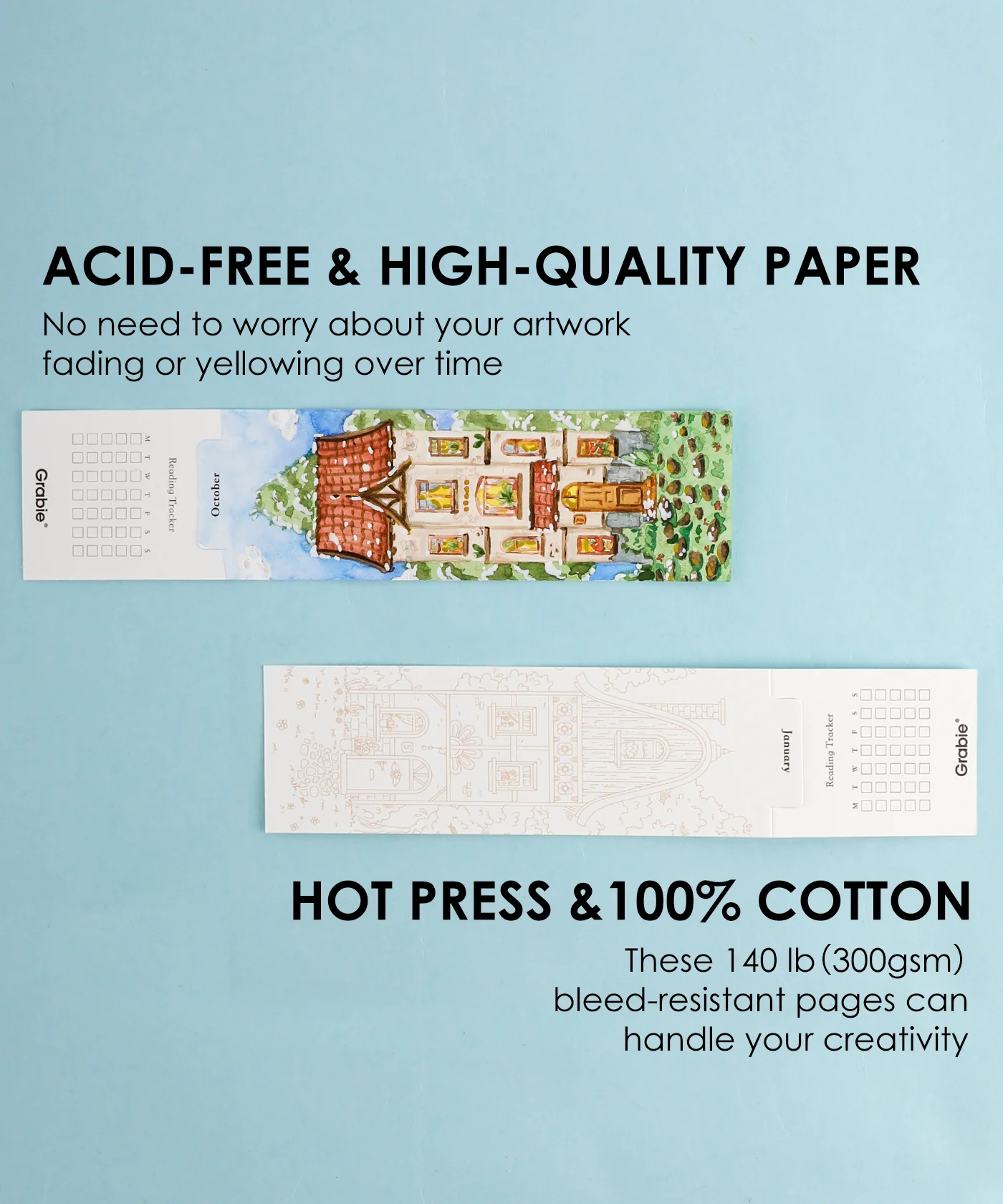 12 Sheets 140lb Watercolor Coloring Bookmarks - Townhouse Edition - Image 5