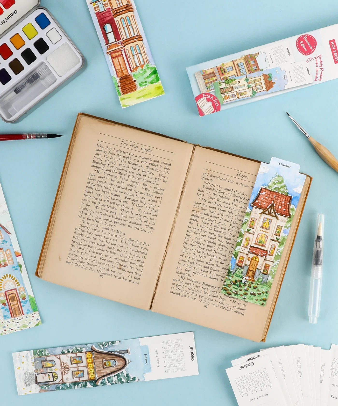 12 Sheets 140lb Watercolor Coloring Bookmarks - Townhouse Edition - Image 7