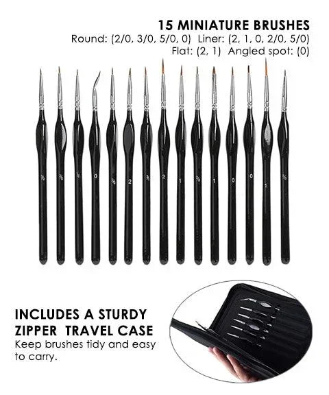 15 Pcs Miniature Detail Brush Set - Image 8