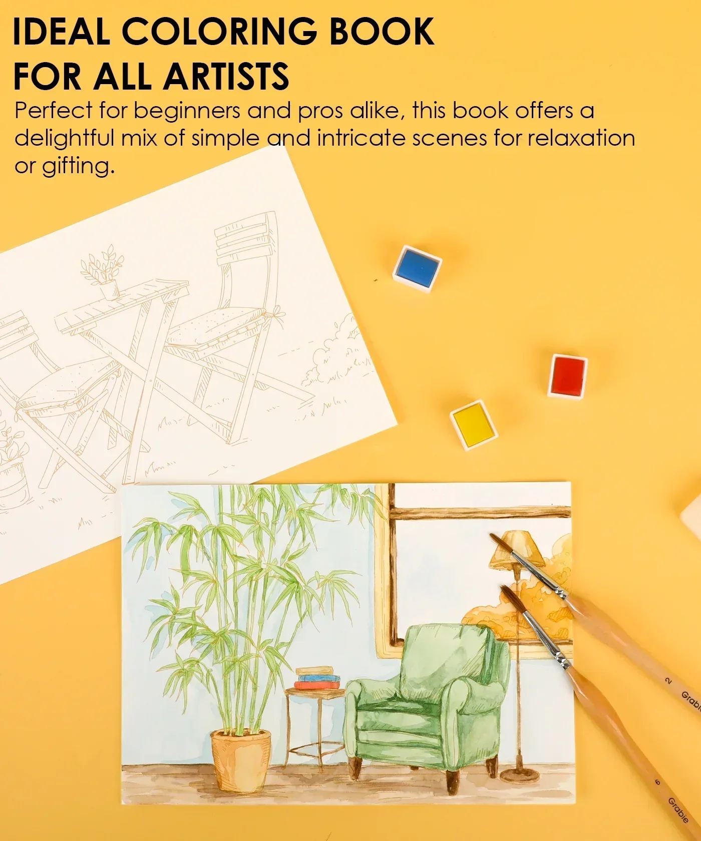 15 Sheets 140LB Essential-Themed Watercolor Coloring Book - Image 5