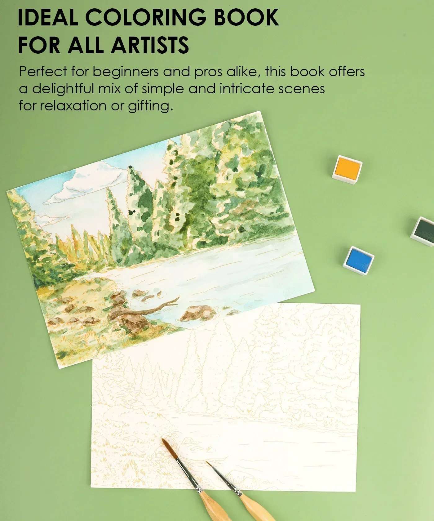 15 Sheets 140LB Forest-Themed Watercolor Coloring Book - Image 5