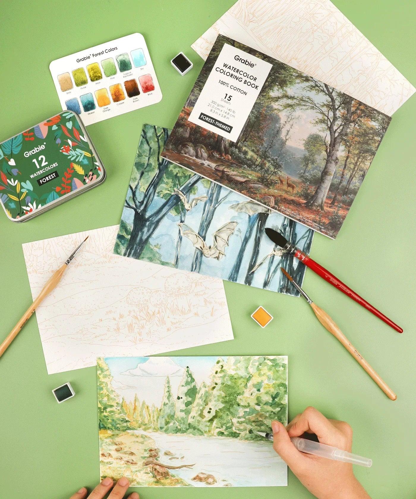 15 Sheets 140LB Forest-Themed Watercolor Coloring Book - Image 6