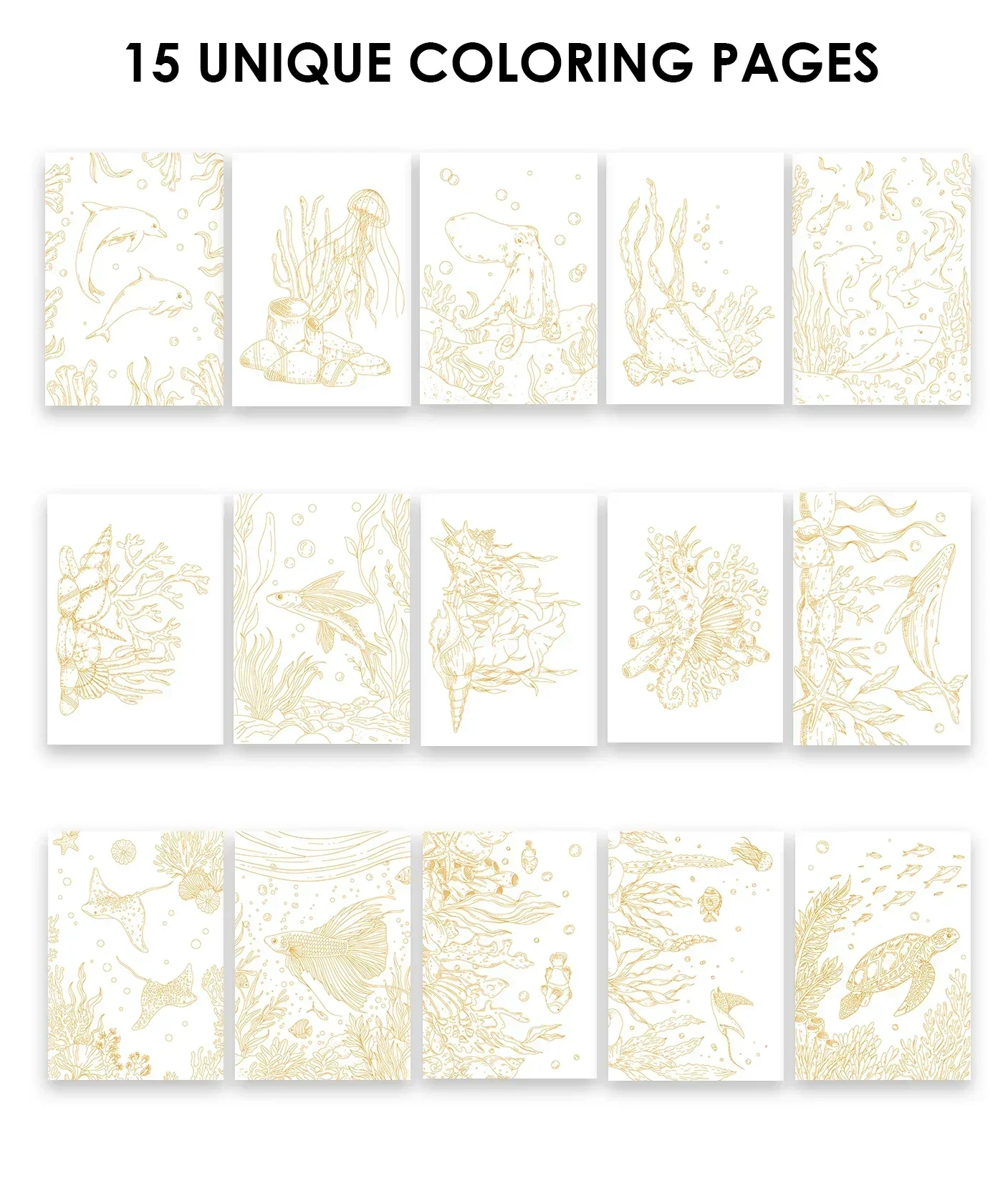15 Sheets 140LB Ocean-Themed Watercolor Coloring Book - Image 7