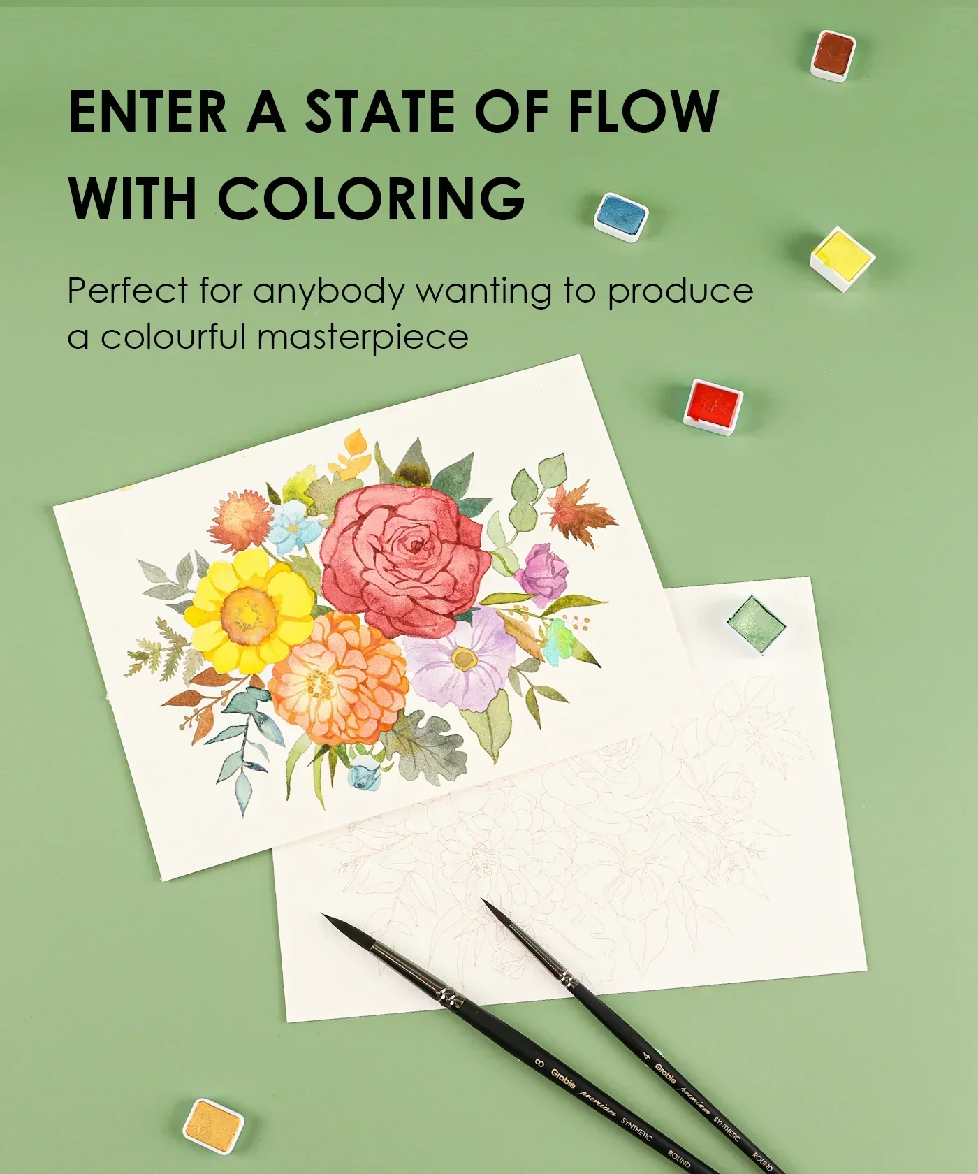 15 Sheets 140LB Autumn-Themed Watercolor Coloring Book - Image 4
