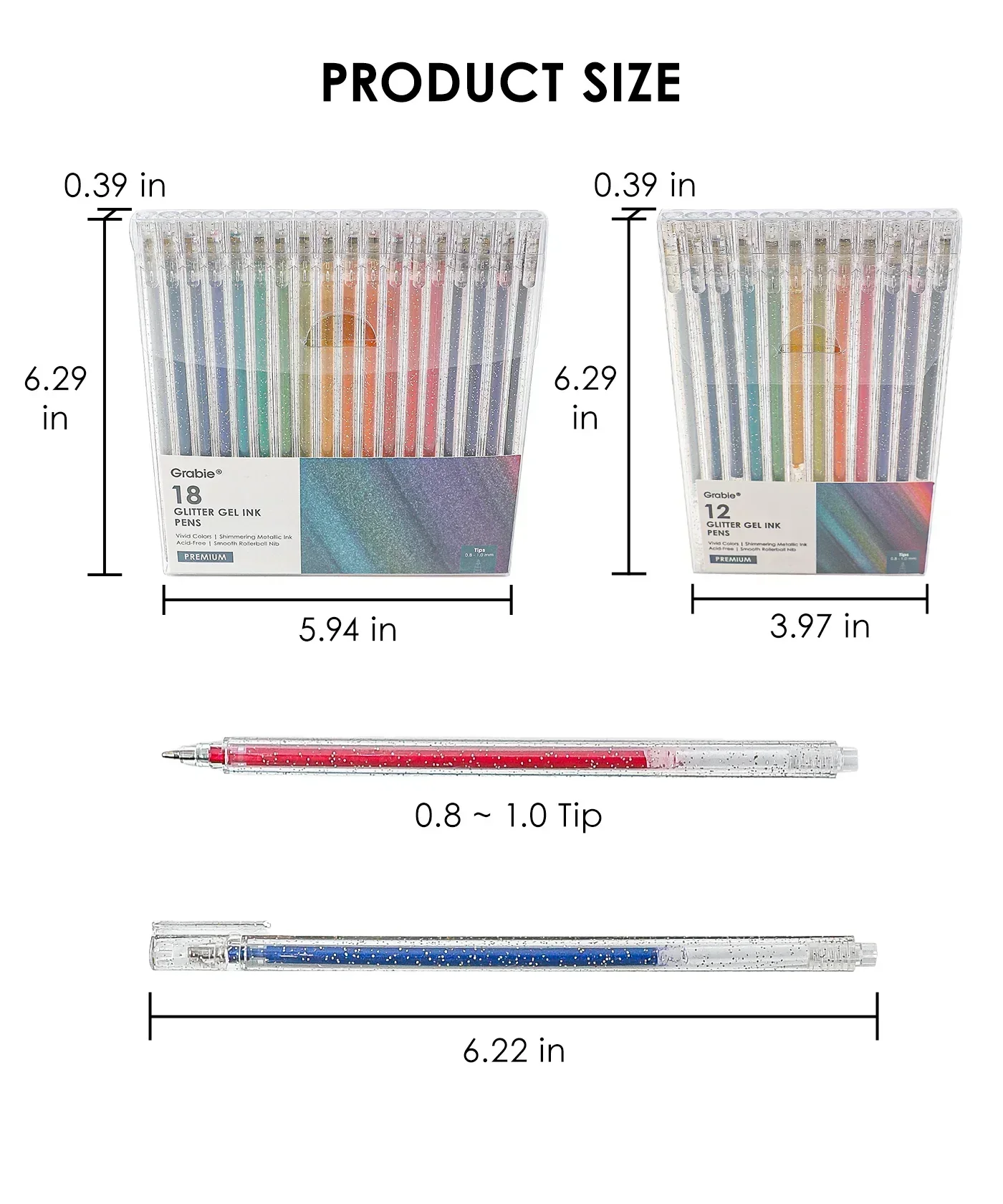 Capped Iridescent Glitter Gel Ink Pen Set Of 18 - Image 9