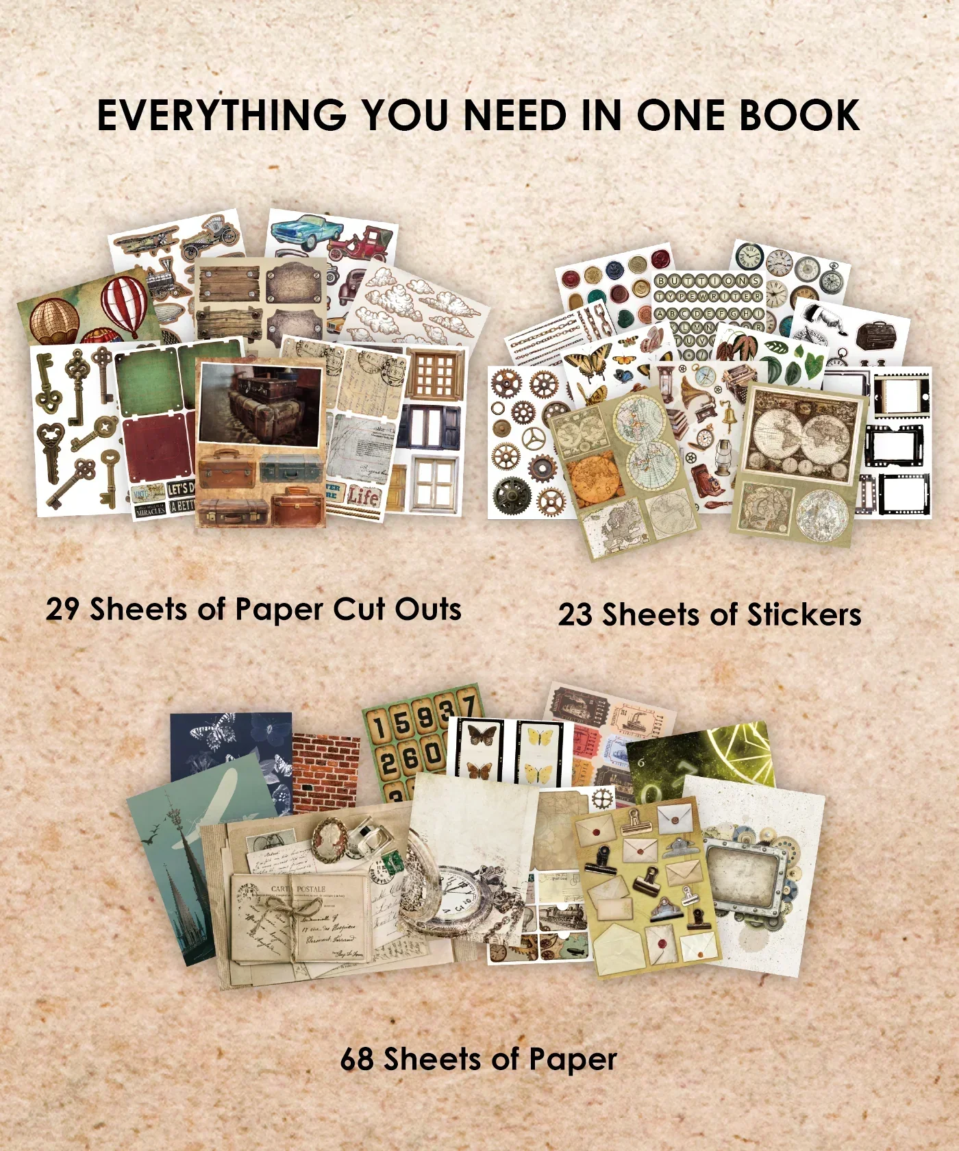 200+ Pages Steampunk Explorer Collage Activity Book - Image 5