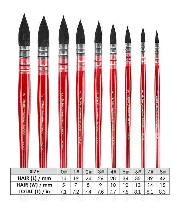 Professional Synthetic Quill Paint Brush Set Of 9 - Image 11