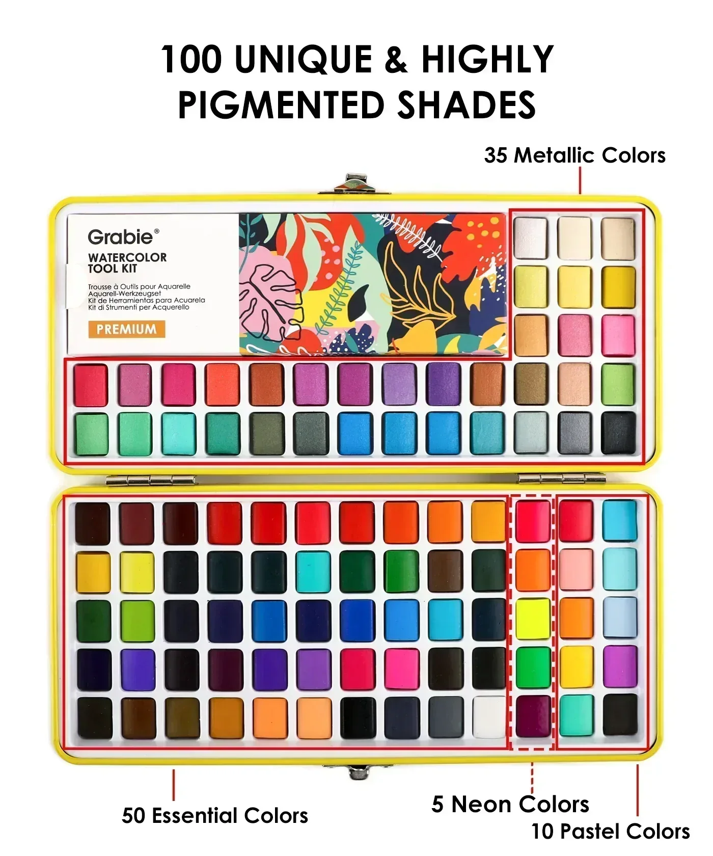 Watercolor Set of 100 With 11 Pcs Miniature Detail Paint Brushes - Image 7