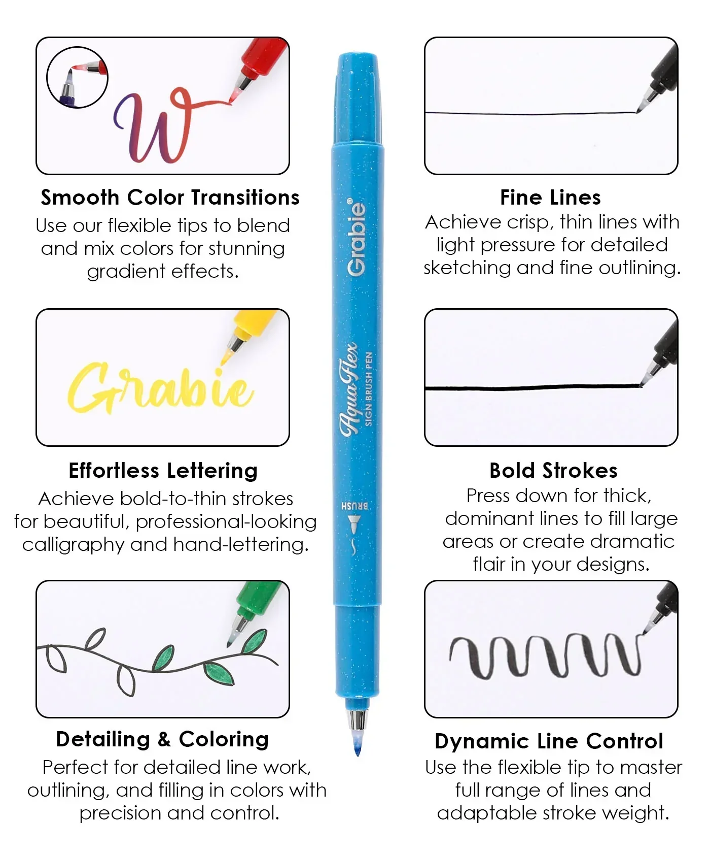 AquaFlex Sign Brush Pen Set of 12 - Image 5