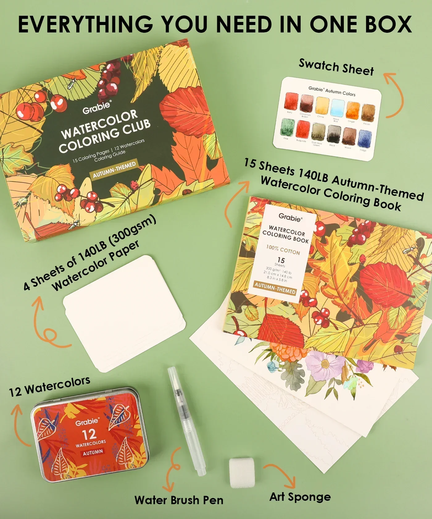 Autumn-Themed Watercolor Coloring Club Box - Image 3