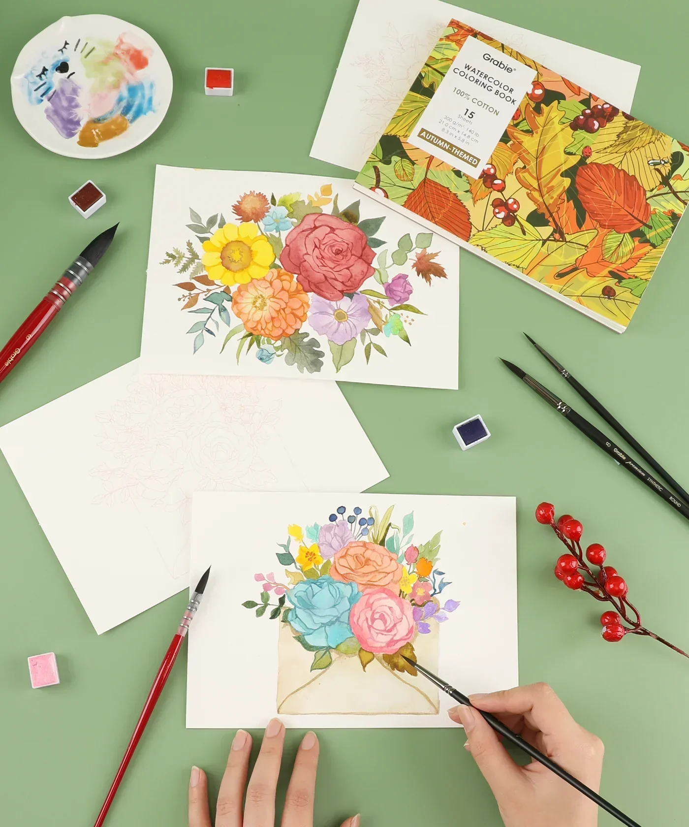Autumn-Themed Watercolor Coloring Club Box - Image 9