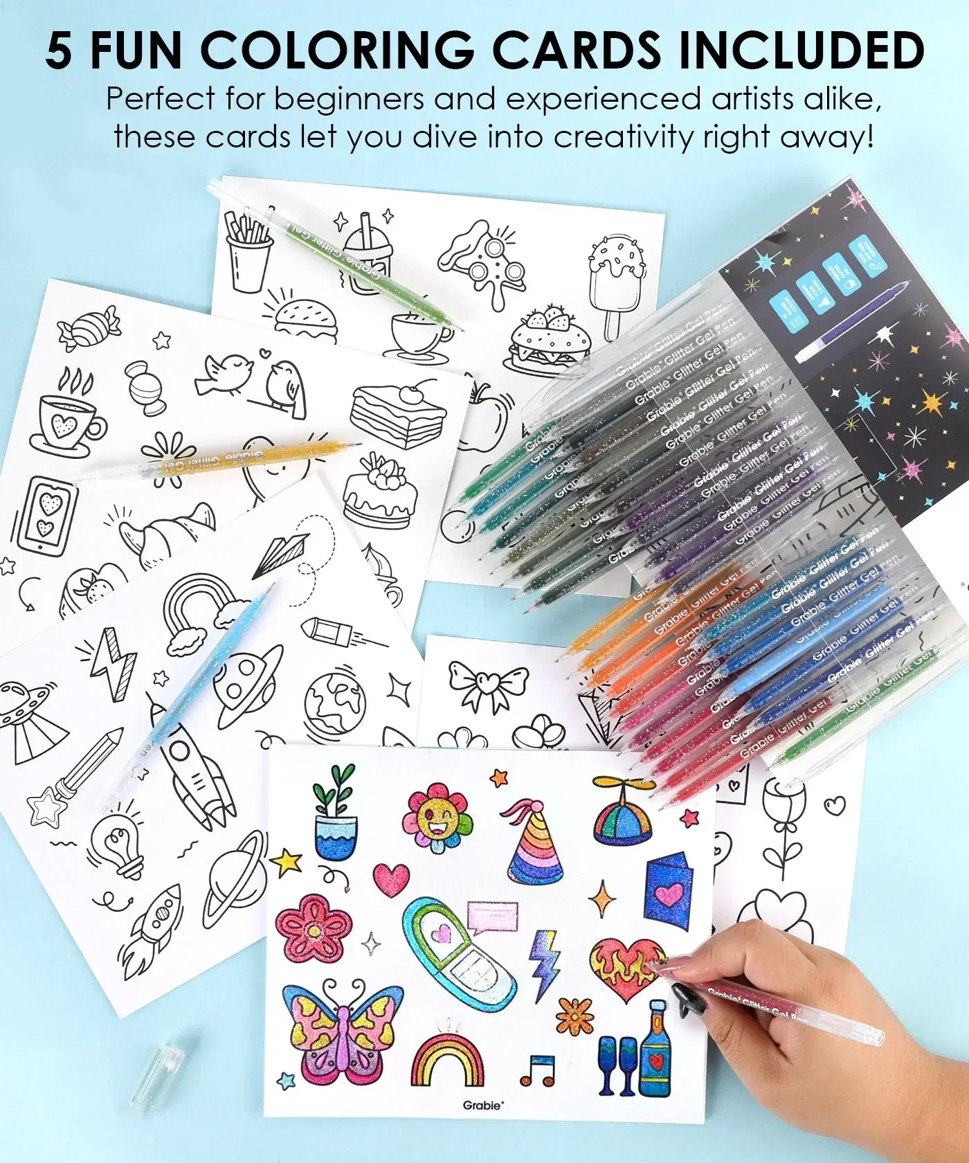 Capped Glitter Gel Ink Pen Set Of 42 - Image 4