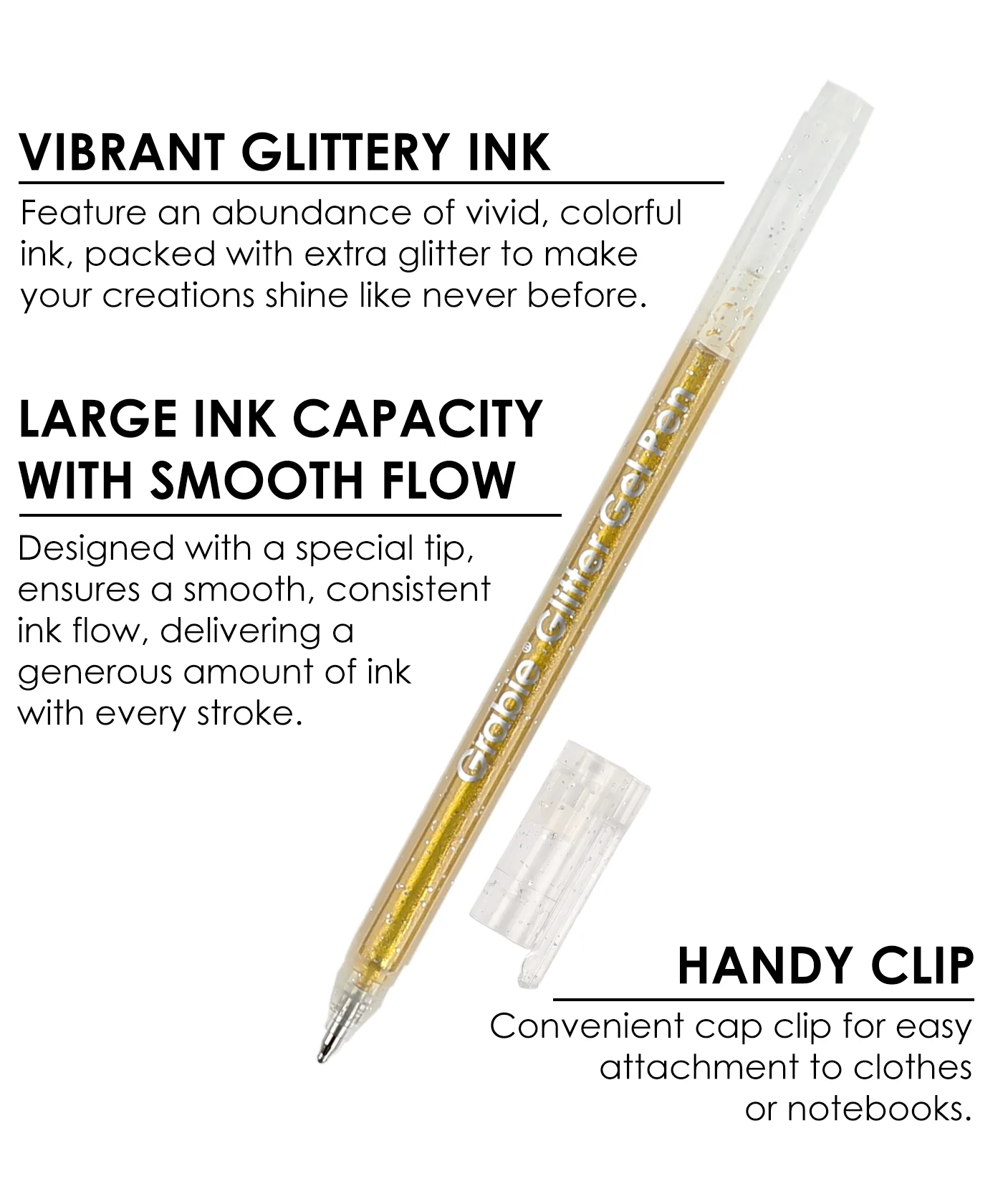 Capped Iridescent Glitter Gel Ink Pen Set Of 18 - Image 4