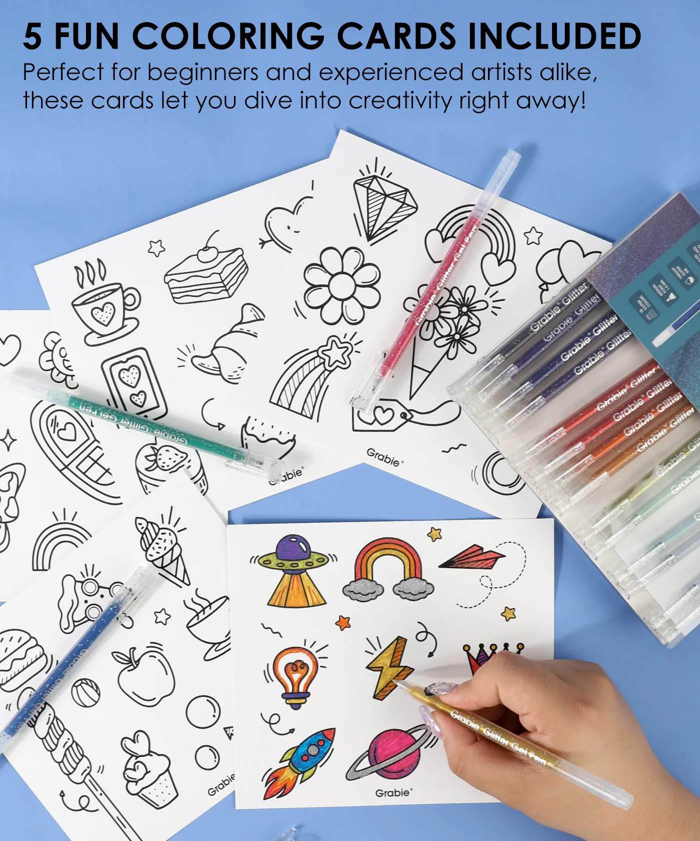 Capped Iridescent Glitter Gel Ink Pen Set Of 18 - Image 3