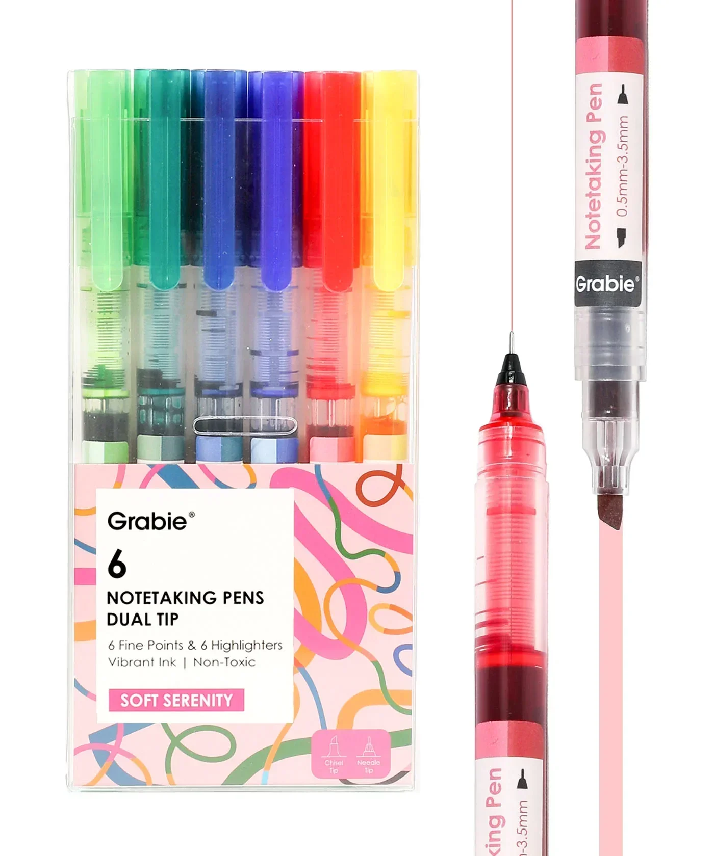 Dual-Tip Notetaking Pen Set Of 6 - Image 3