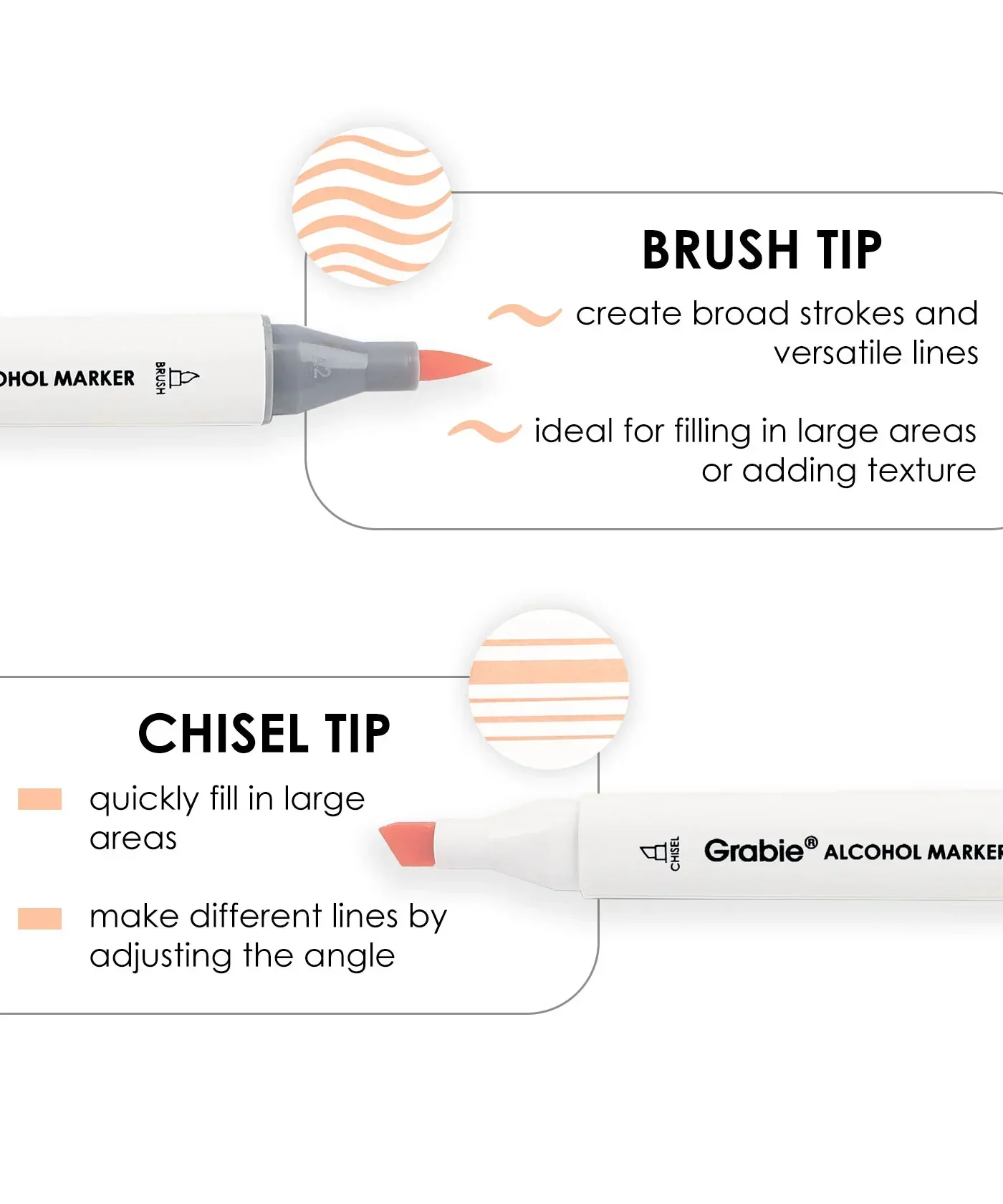 Dual-Tip Skin Tone Alcohol-Based Marker Set of 36 - Image 3