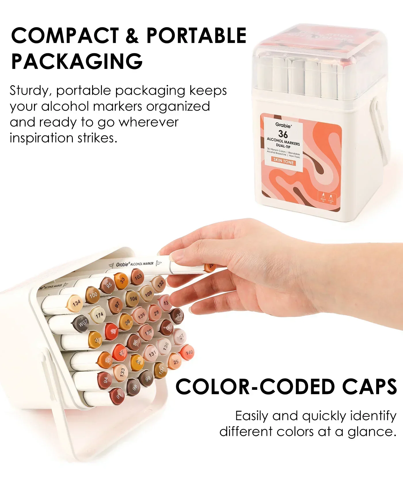 Dual-Tip Skin Tone Alcohol-Based Marker Set of 36 - Image 7
