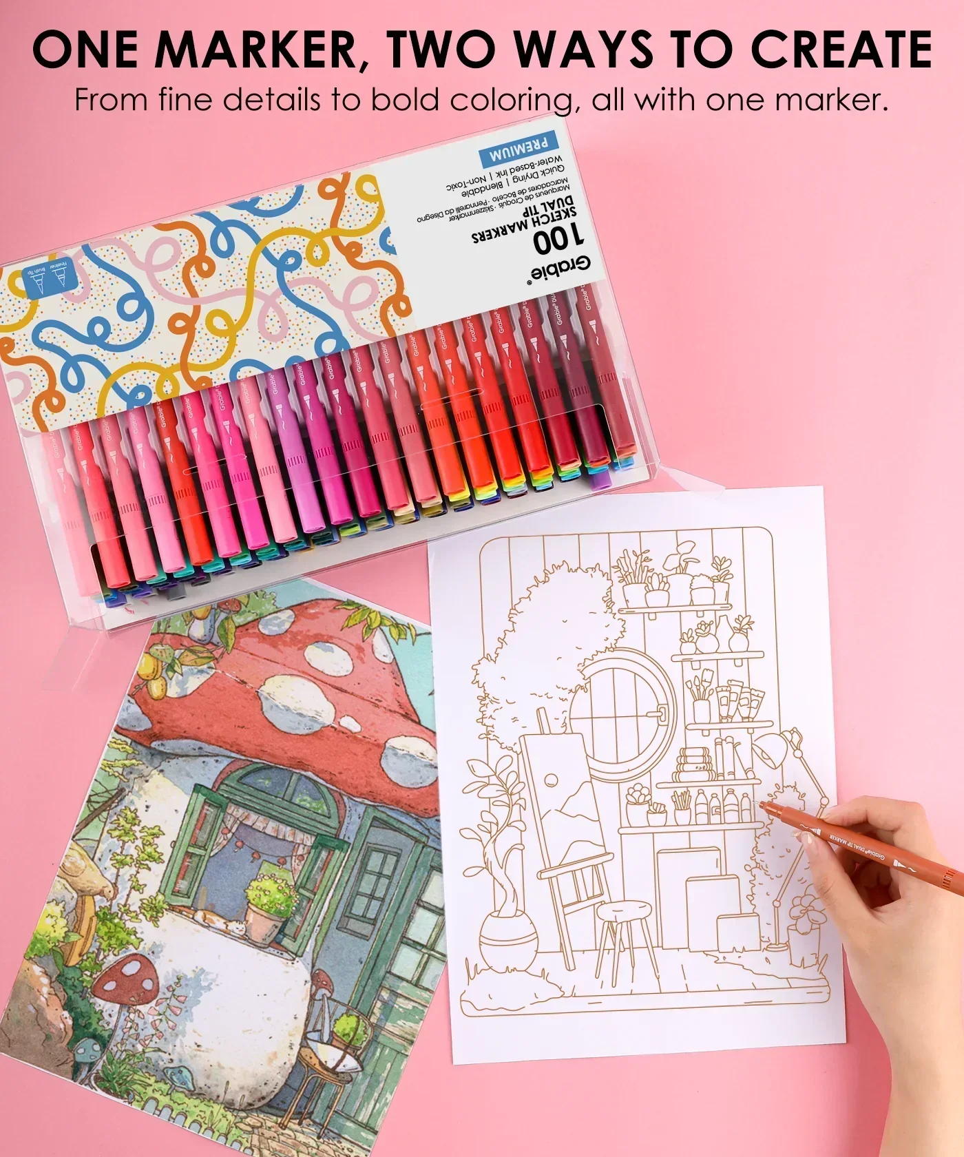 Dual Tip Water-Based Sketch Marker Set of 100 - Image 3