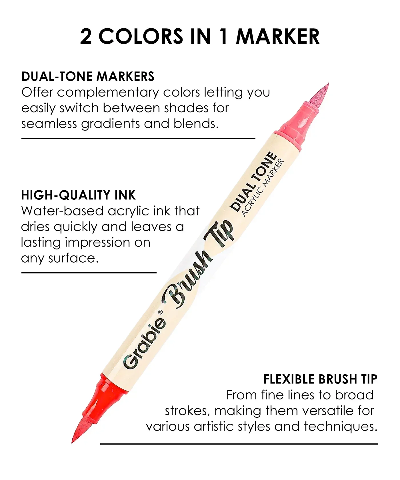 Dual Tone Brush Tip Acrylic Paint Marker Set - Image 3