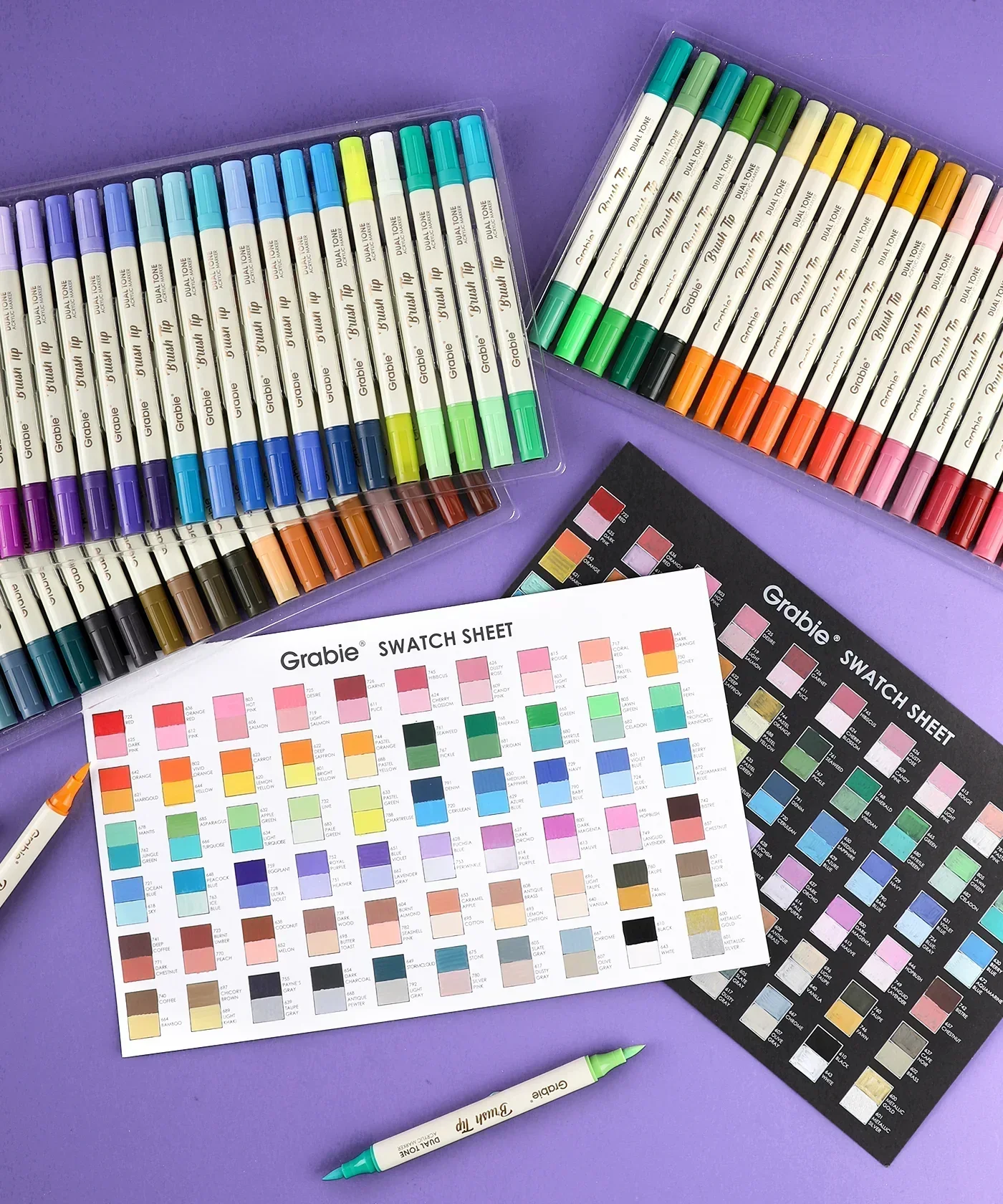 Dual Tone Brush Tip Acrylic Paint Marker Set of 60 - Image 10