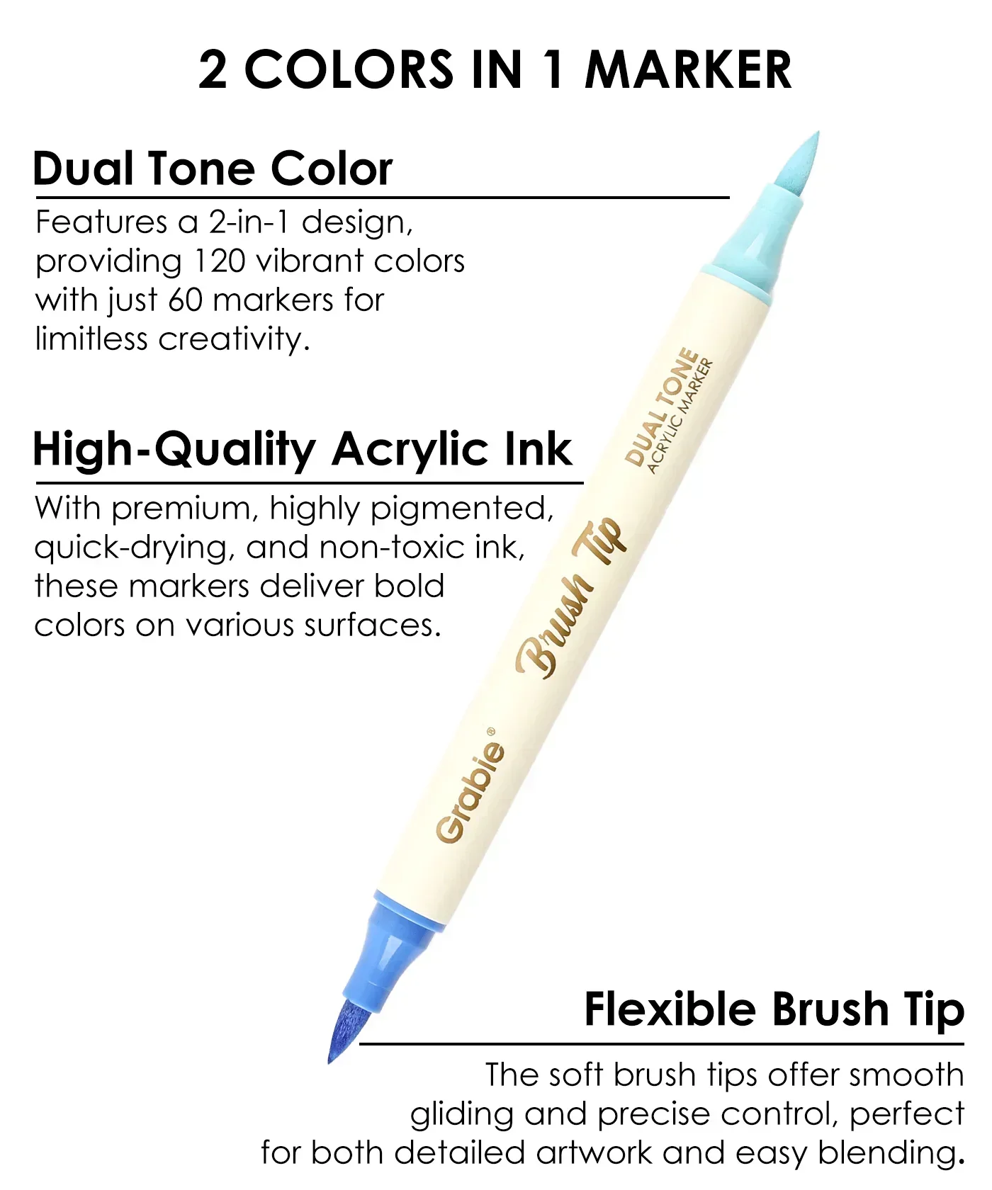 Dual Tone Brush Tip Acrylic Paint Marker Set - Image 14