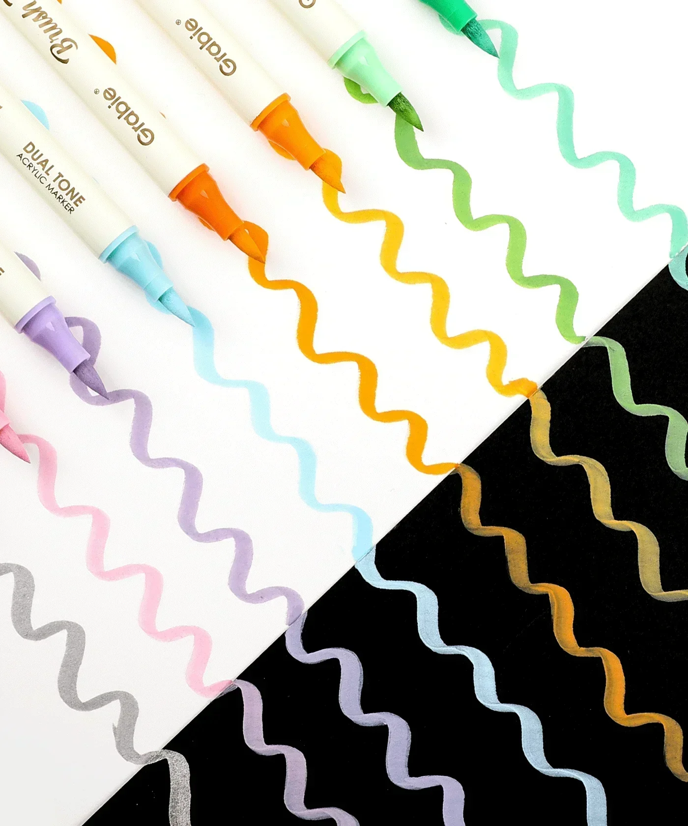 Dual Tone Brush Tip Acrylic Paint Marker Set - Image 15