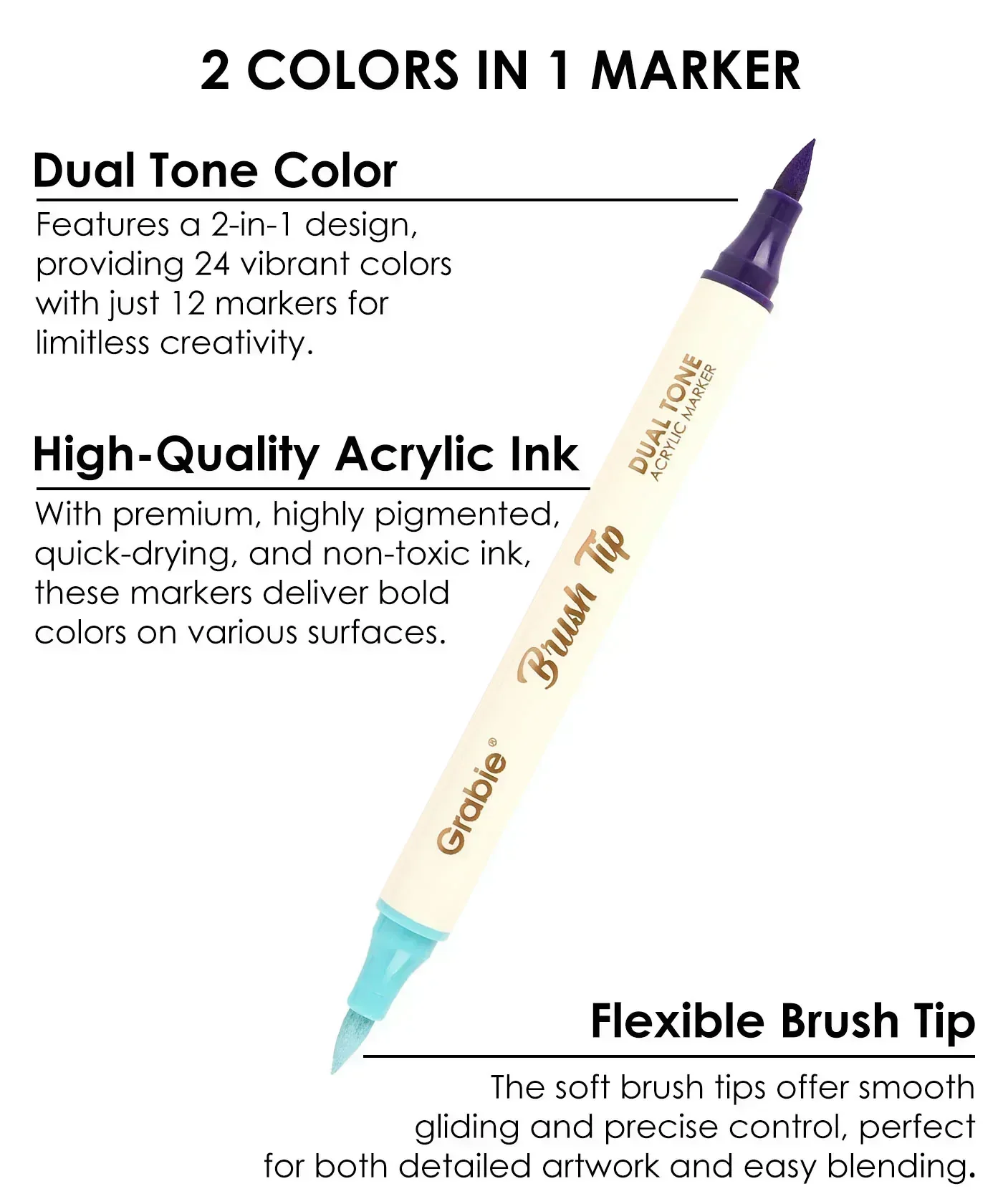 Dual Tone Brush Tip Acrylic Paint Marker Set - Image 23