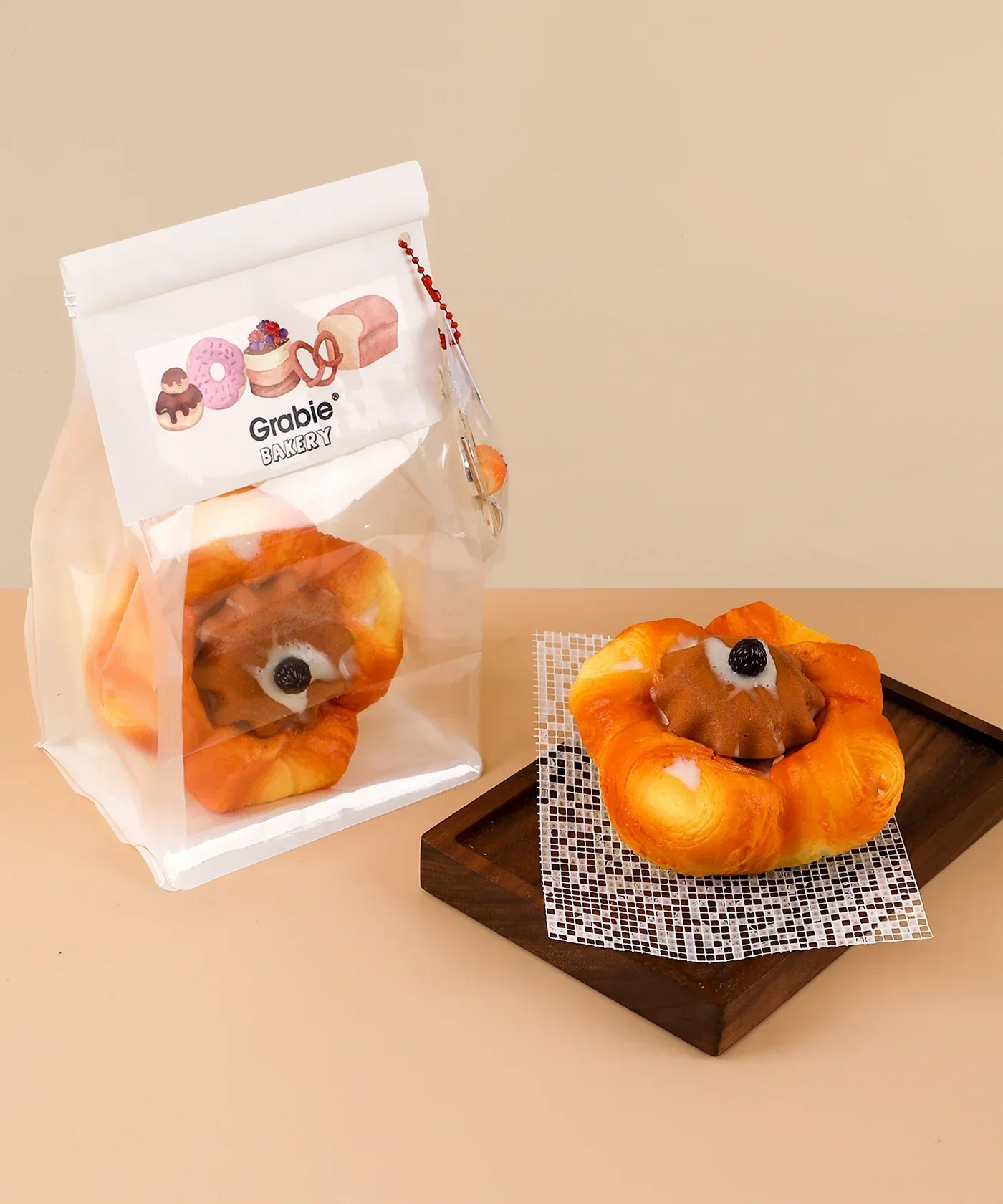 Feel-Good Stress Relief Foam Squishy - Chocolate Flower Bread - Image 3