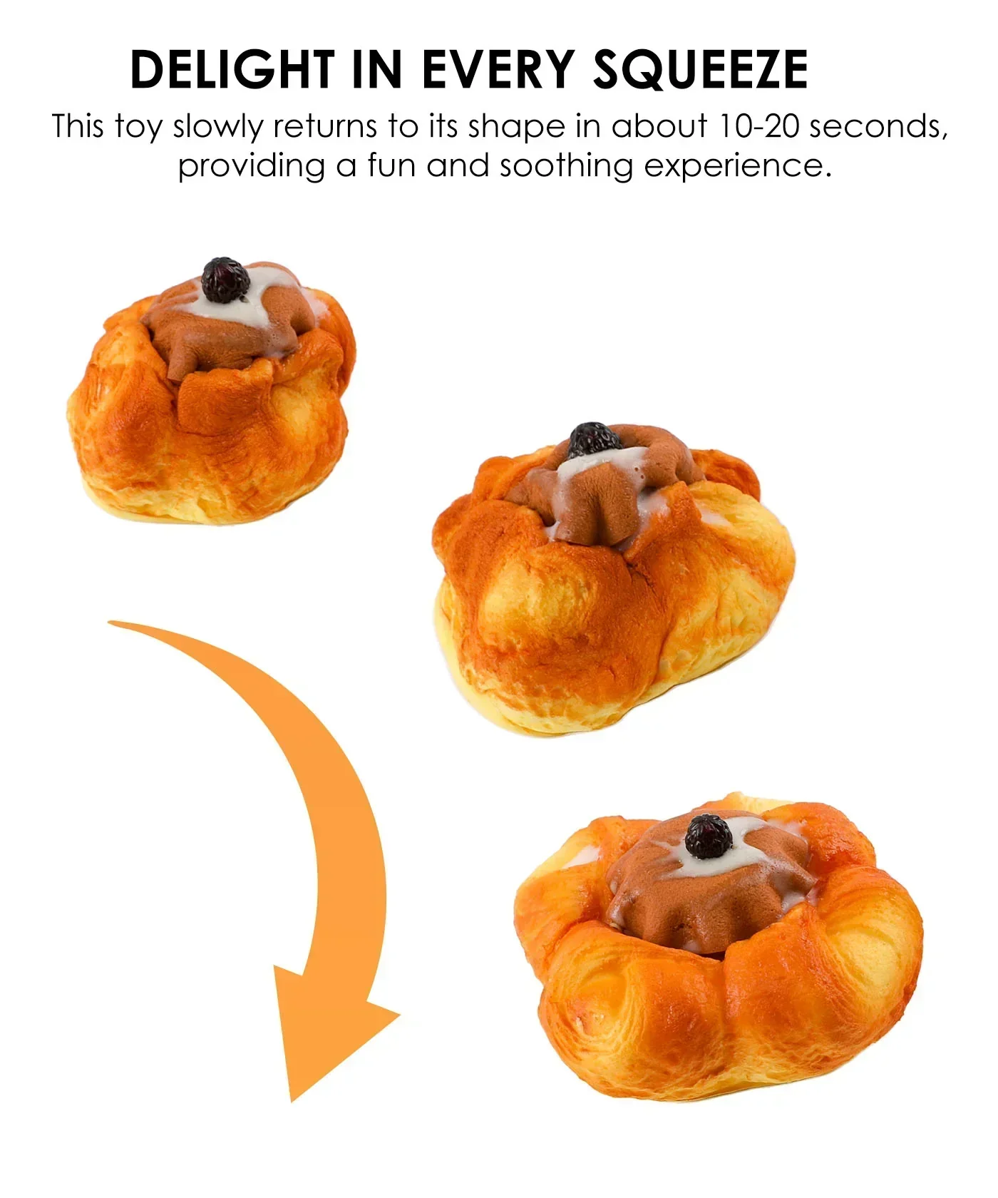 Feel-Good Stress Relief Foam Squishy - Chocolate Flower Bread - Image 4