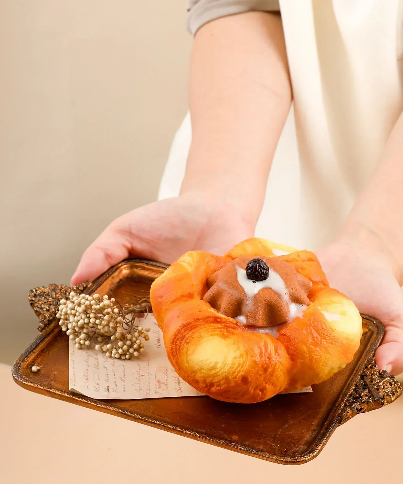 Feel-Good Stress Relief Foam Squishy - Chocolate Flower Bread - Image 6