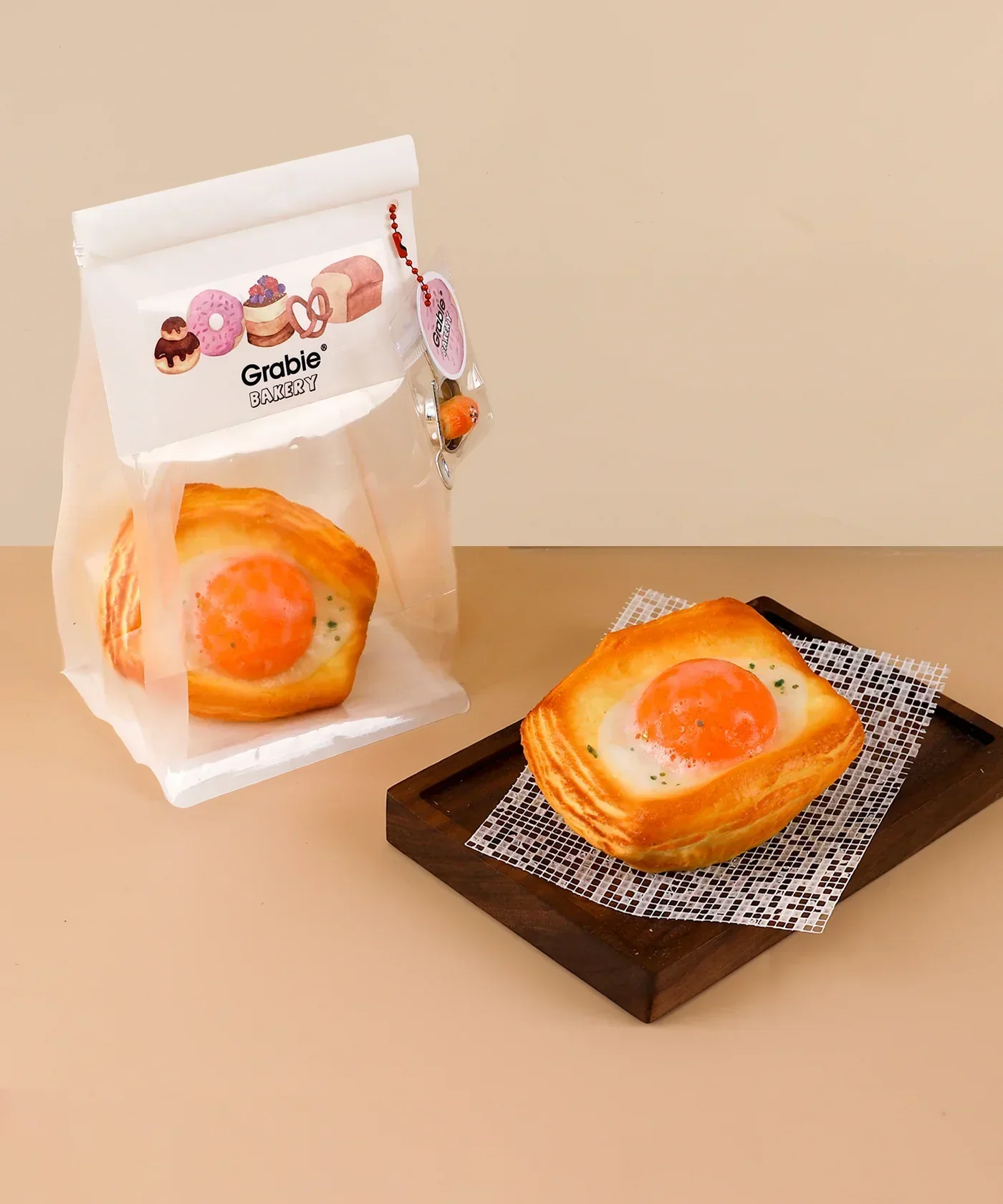 Feel-Good Stress Relief Foam Squishy - Fried Egg Bun - Image 3