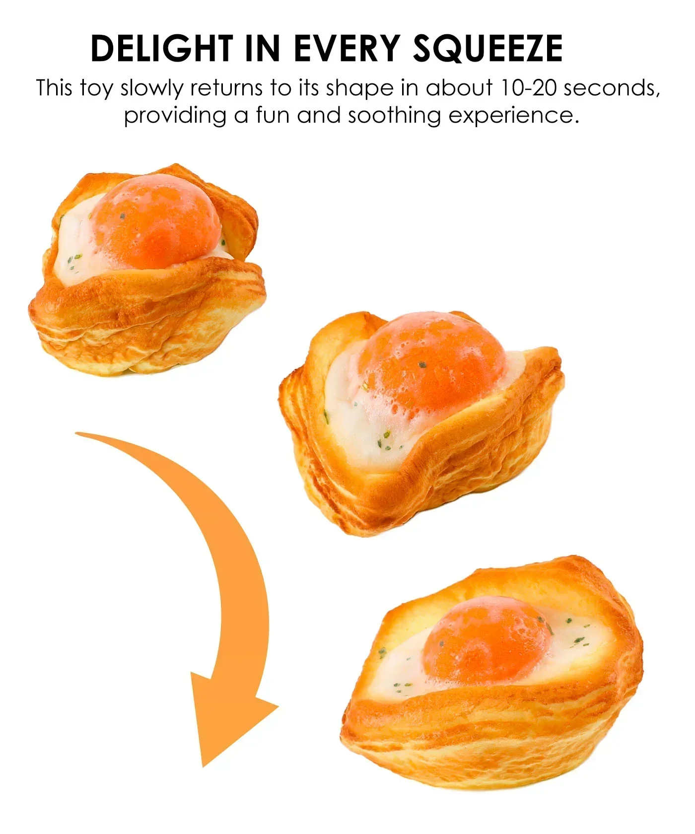 Feel-Good Stress Relief Foam Squishy - Fried Egg Bun - Image 4