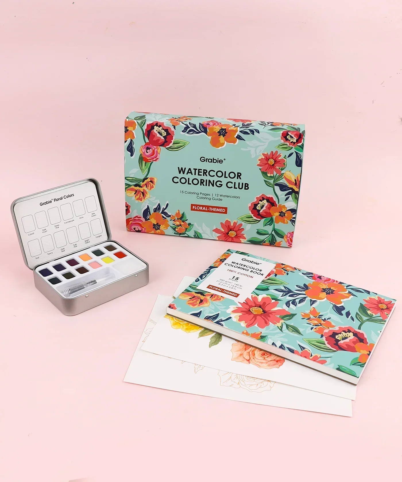 Floral-Themed Watercolor Coloring Club Box - Image 3