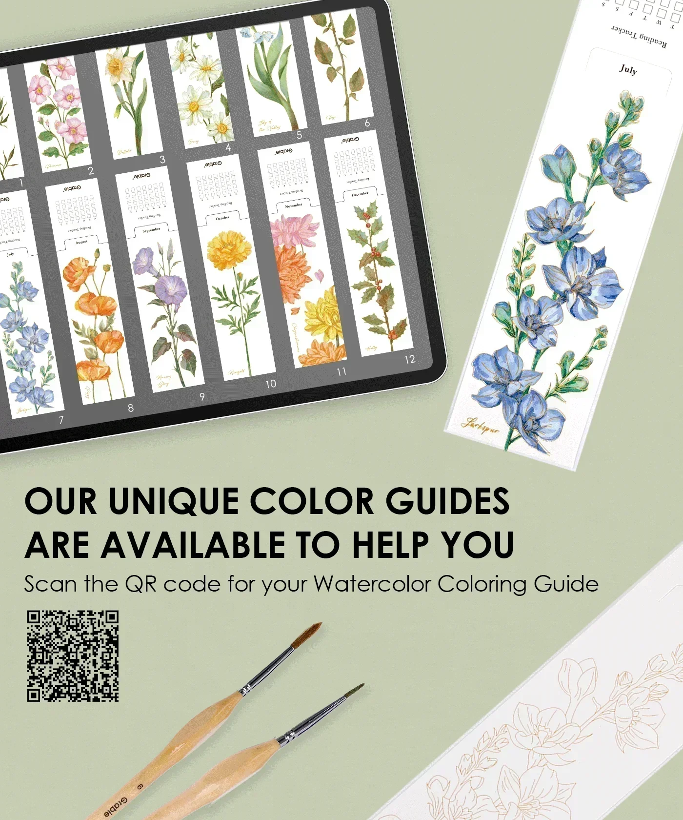 12 Sheets 140lb Watercolor Coloring Bookmarks - Flower Edition - Image 3