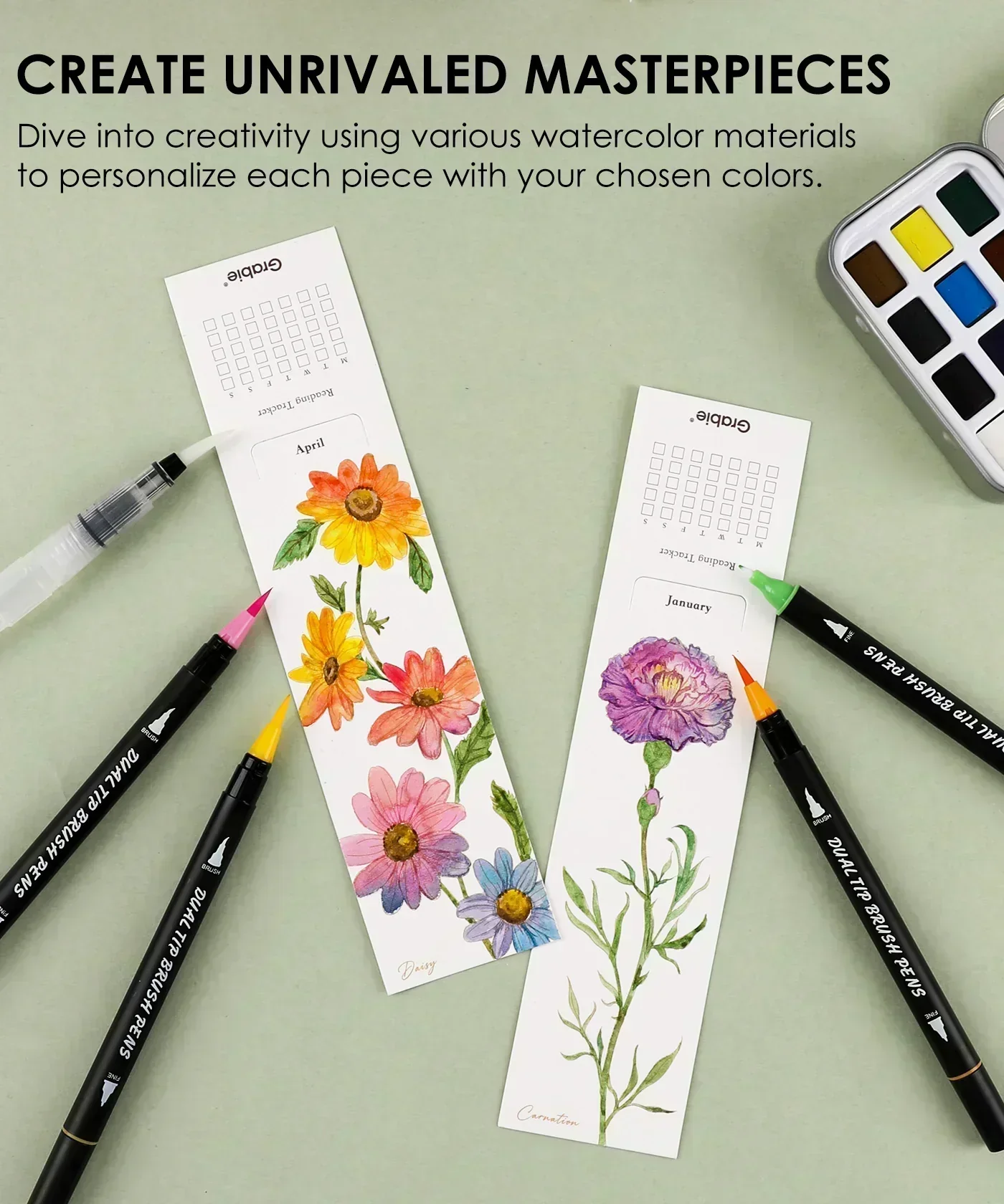 12 Sheets 140lb Watercolor Coloring Bookmarks - Flower Edition - Image 4
