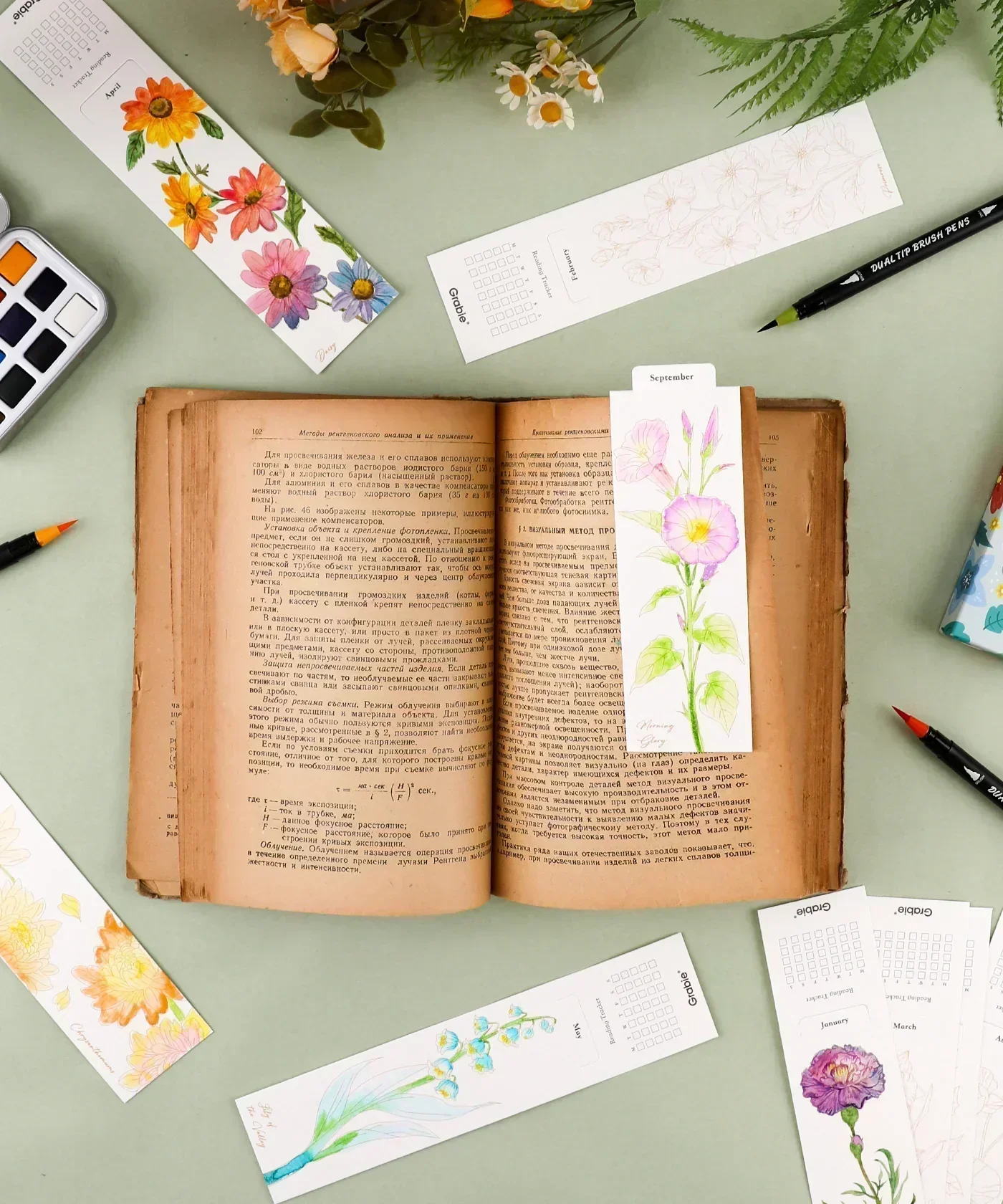 12 Sheets 140lb Watercolor Coloring Bookmarks - Flower Edition - Image 7