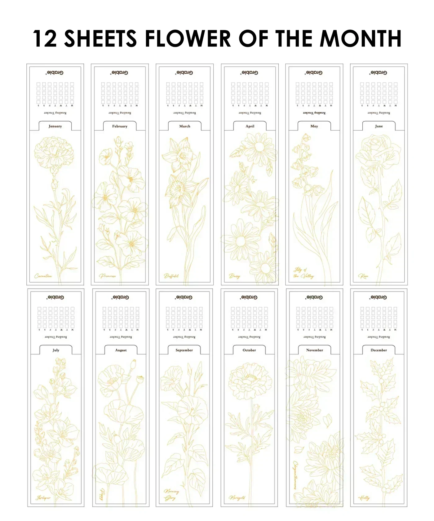 12 Sheets 140lb Watercolor Coloring Bookmarks - Flower Edition - Image 9