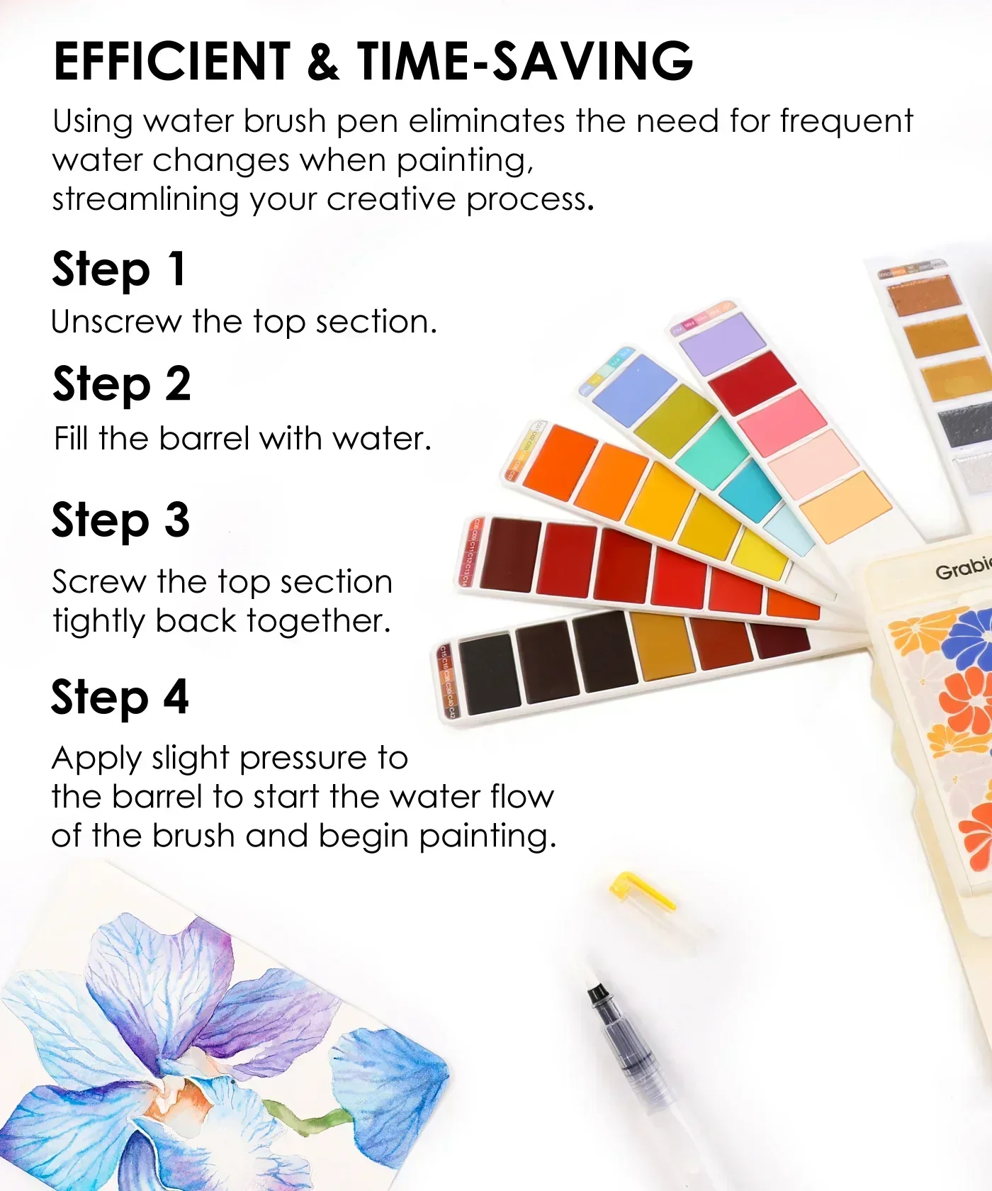 Foldable Watercolor Set Of 56 With Water Brush - Beige - Image 7