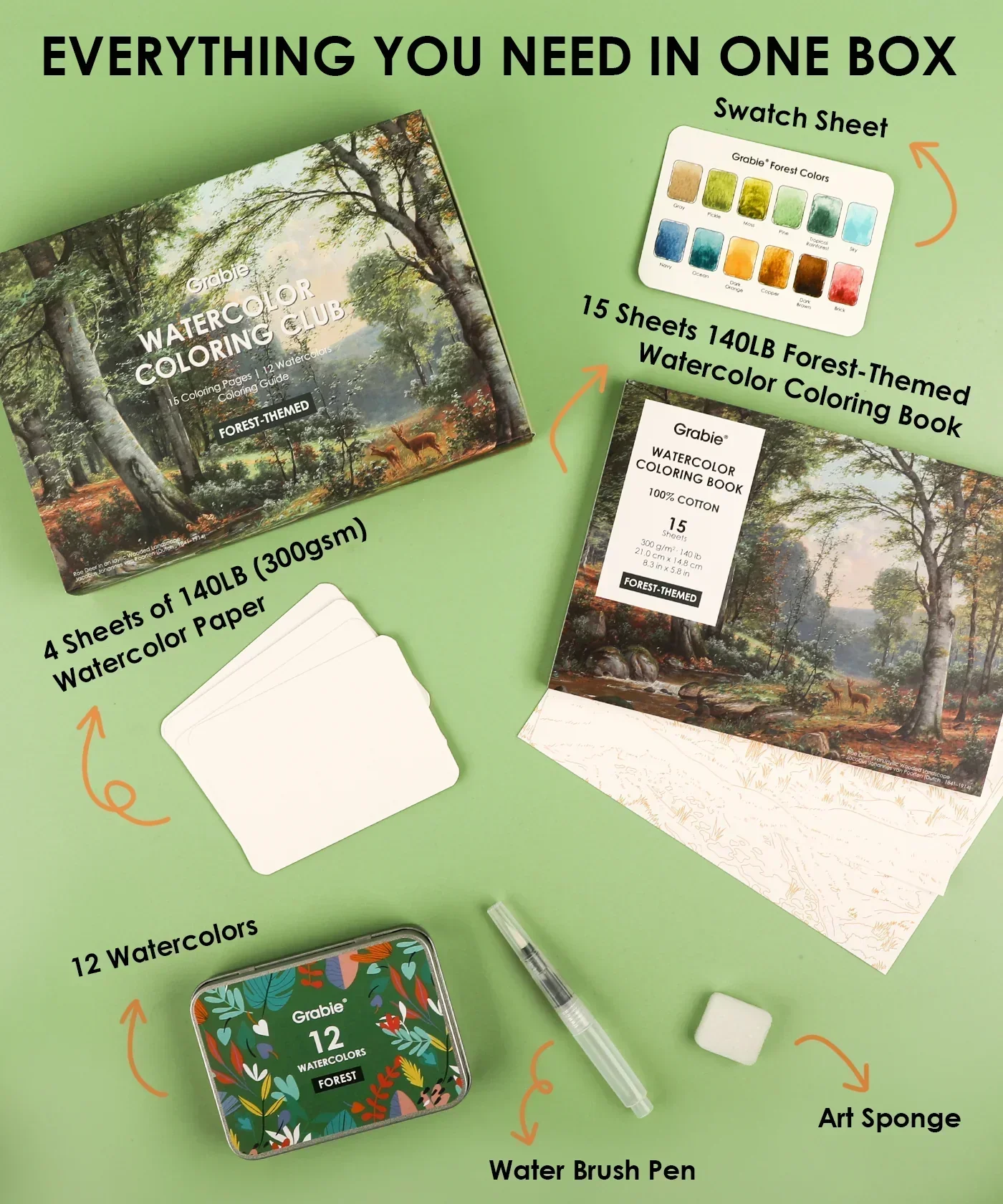 Forest-Themed Watercolor Coloring Club Box - Image 3