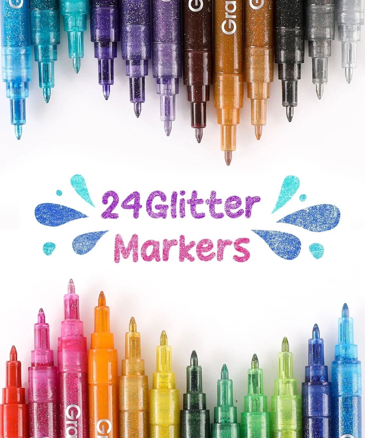 Medium Tip Iridescent Glitter Acrylic Paint Marker Set Of 24 - Image 14