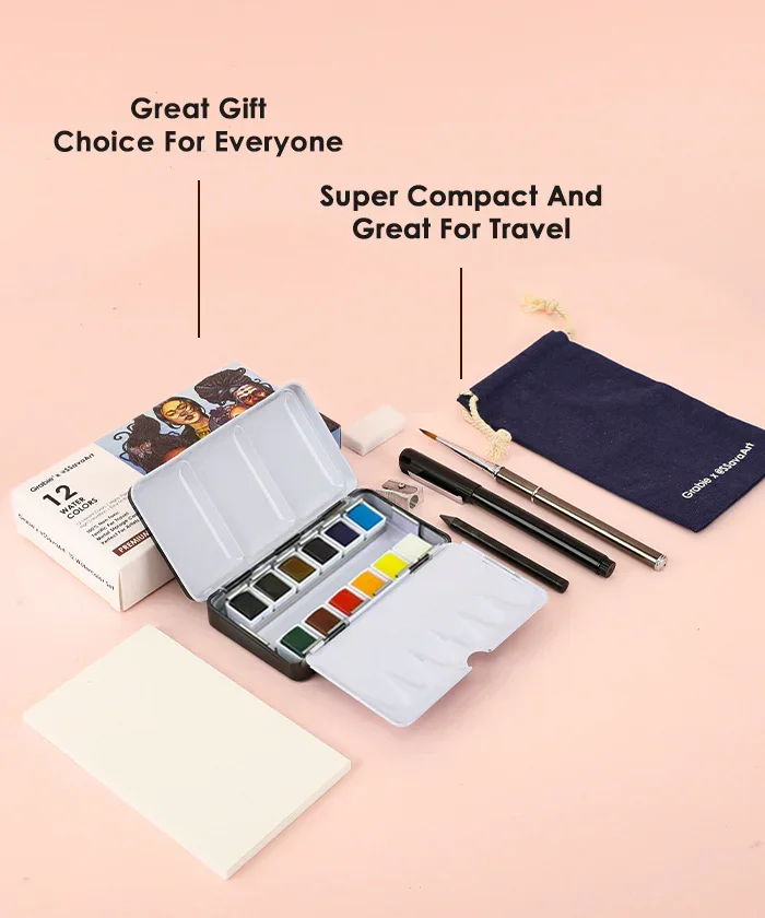 Grabie x @SSavaArt Watercolor 12 Half Pan Deluxe Travel Set - Image 8